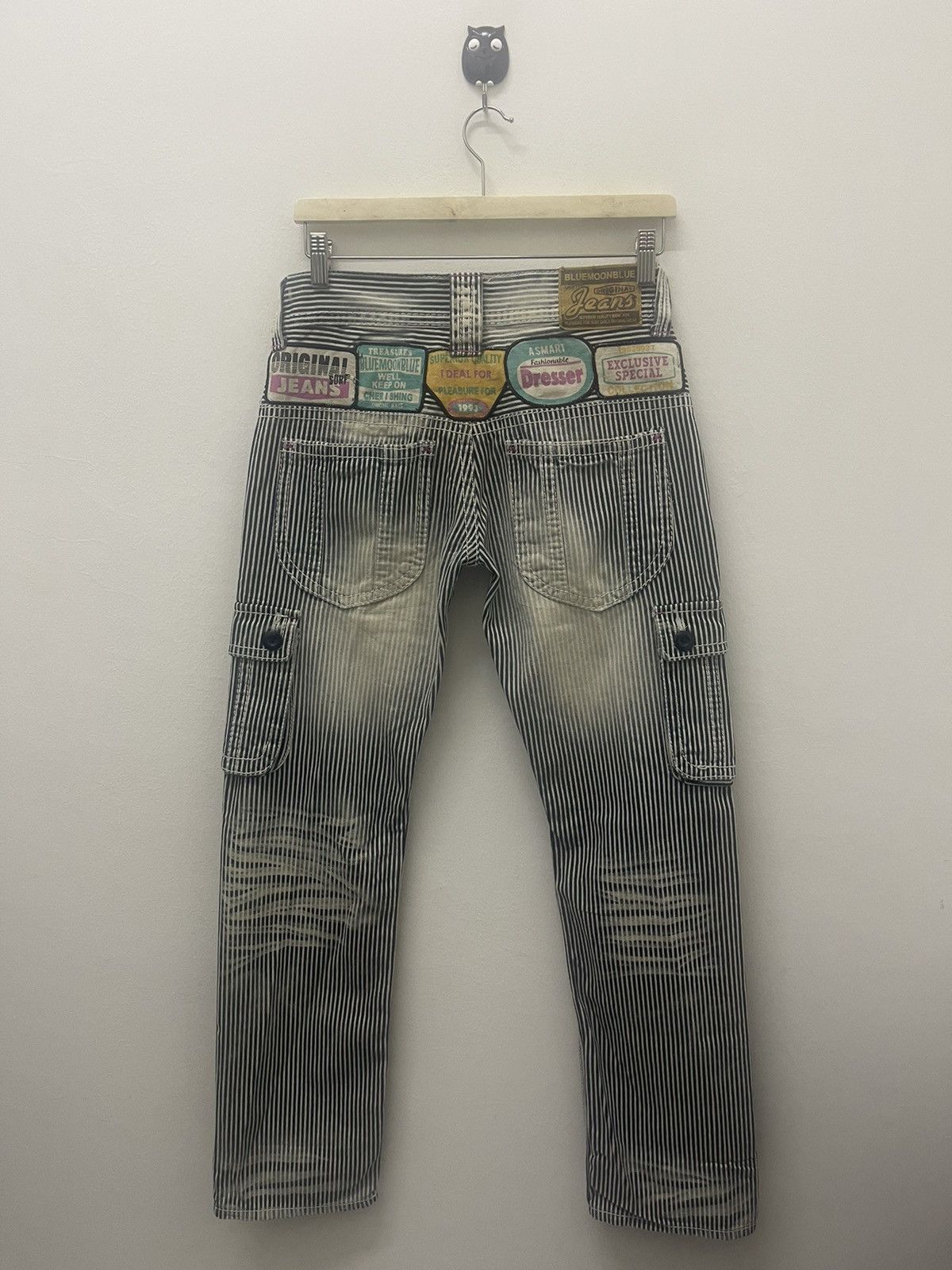 Japanese Brand Rare Vintage BLUE MOON BLUE Striped Multi Pockets Patches Size US 28 / EU 44 - 1 Thumbnail