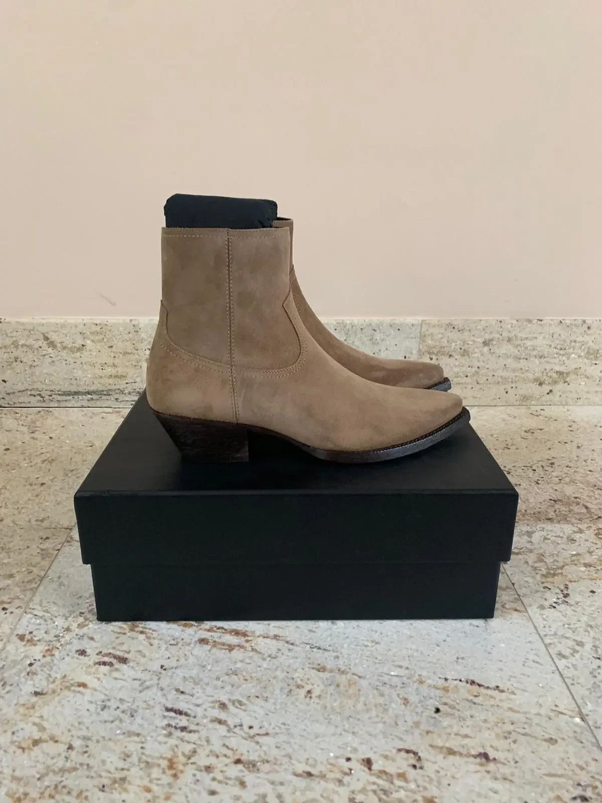 image of Saint Laurent Paris Lukas 40 Boots In New Sigaro, Men's (Size 7)