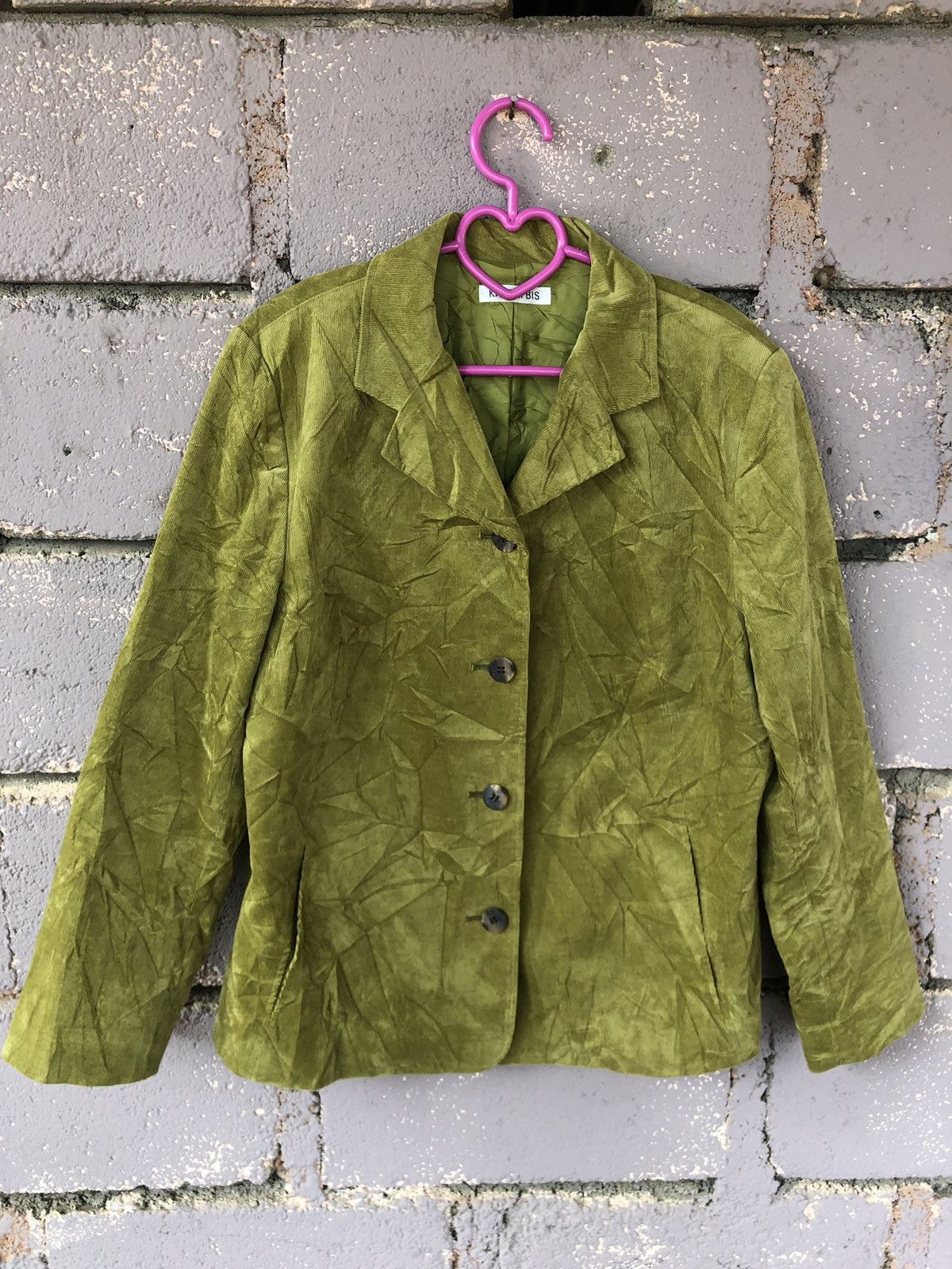 image of Kansai Yamamoto x Yohji Yamamoto Kansai Bis Yamamoto Corduroy Blazer in Olive Green, Women's (Size 