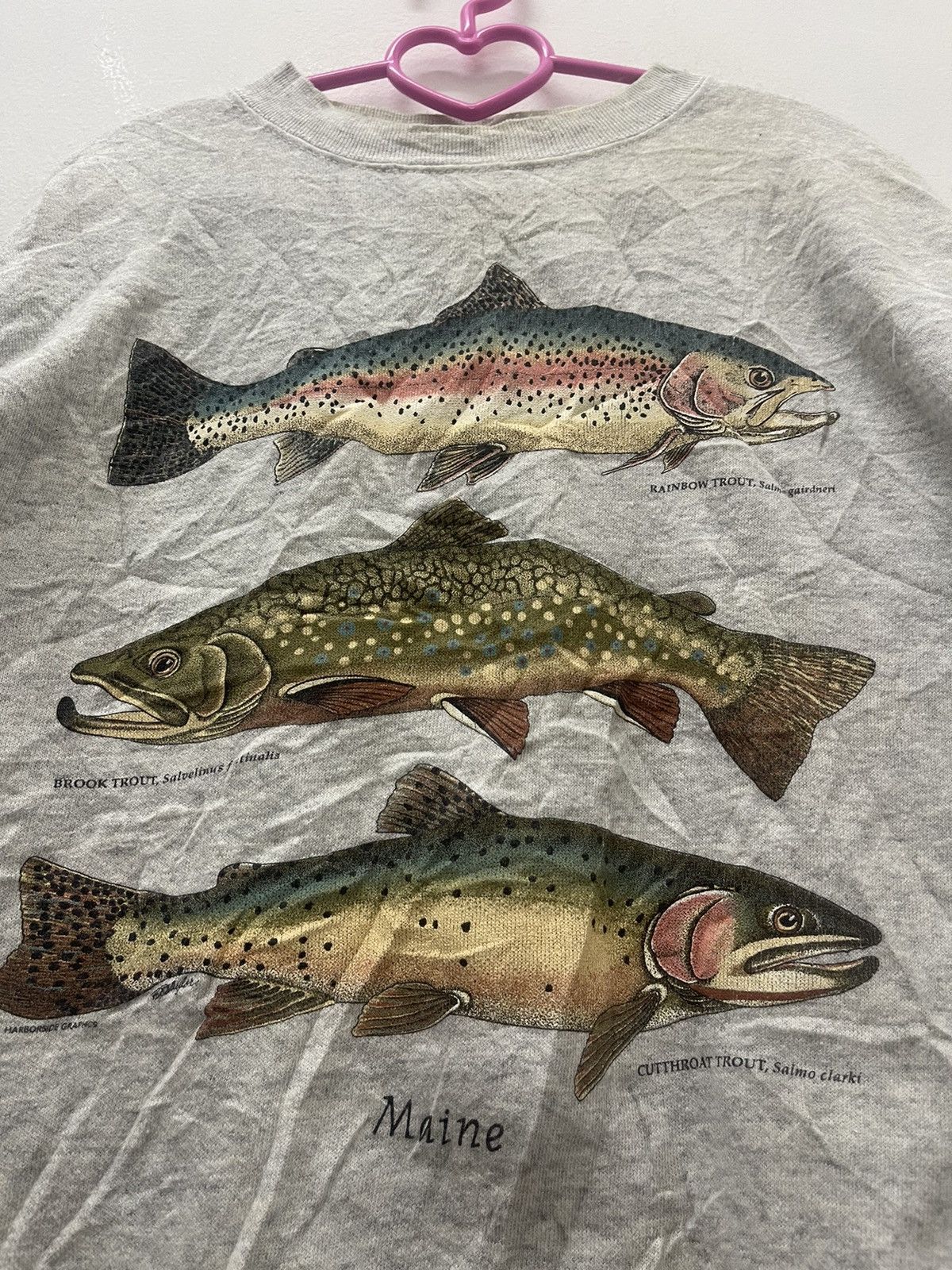 Tultex Rare Vintage HARBORSIDE GRAPHICS Maine Trout Fish Sweatshirt Size US L / EU 52-54 / 3 - 2 Thumbnail
