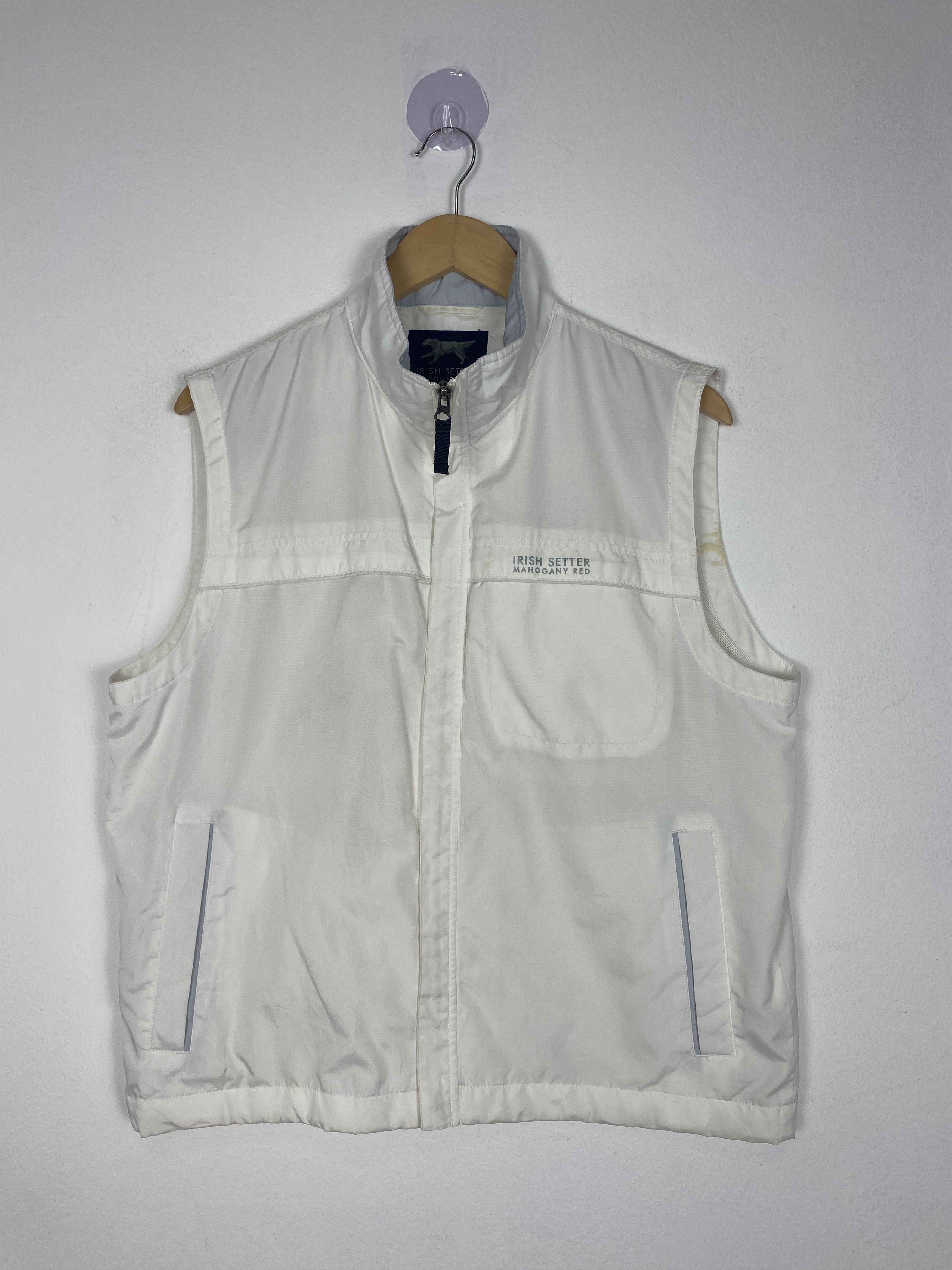 image of Vintage Irish Setter Mahogany Red Zip Up Vest in White, Men's (Size Small)