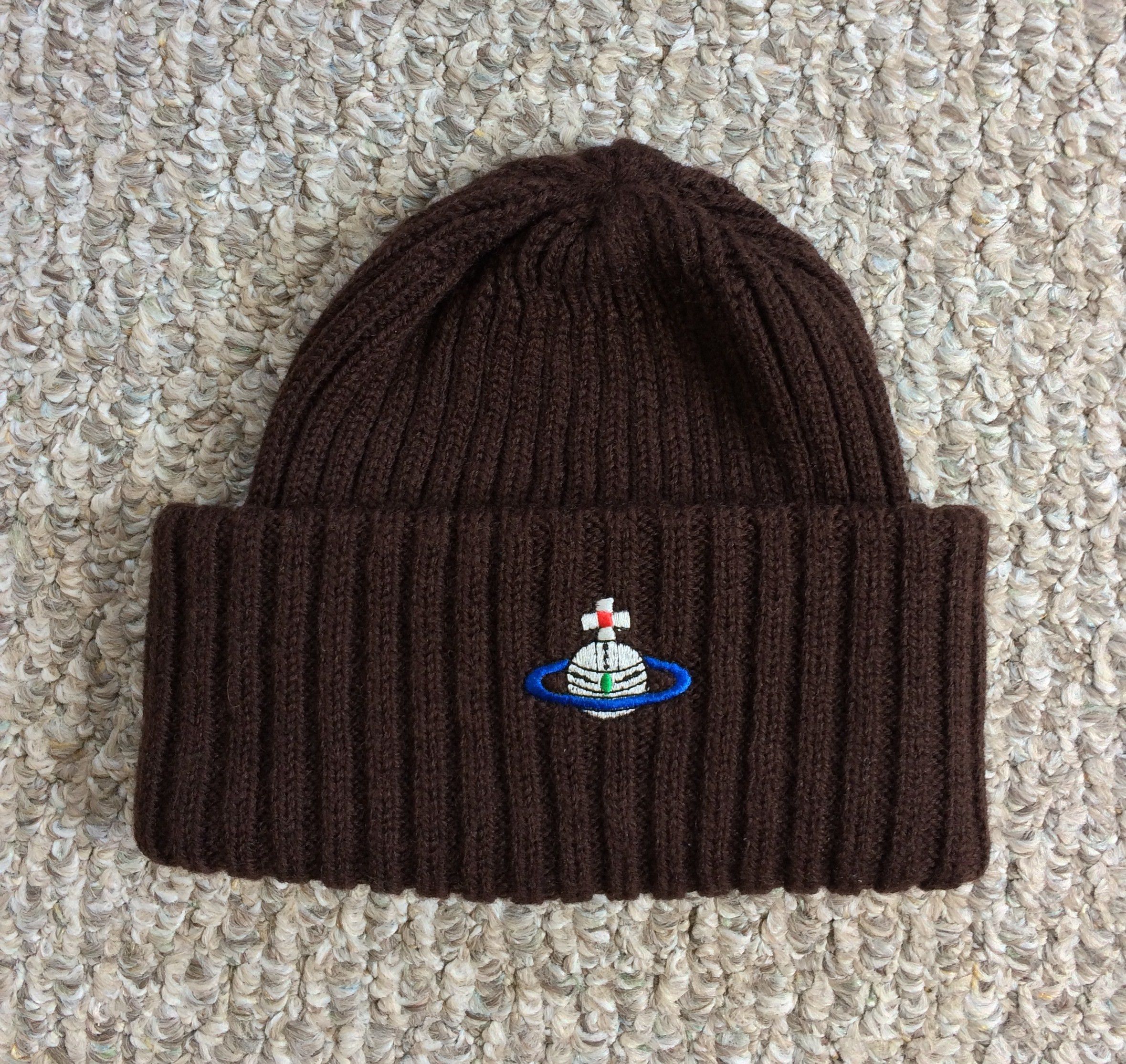 image of Vivienne Westwood Orb Beanie in Brown, Men's