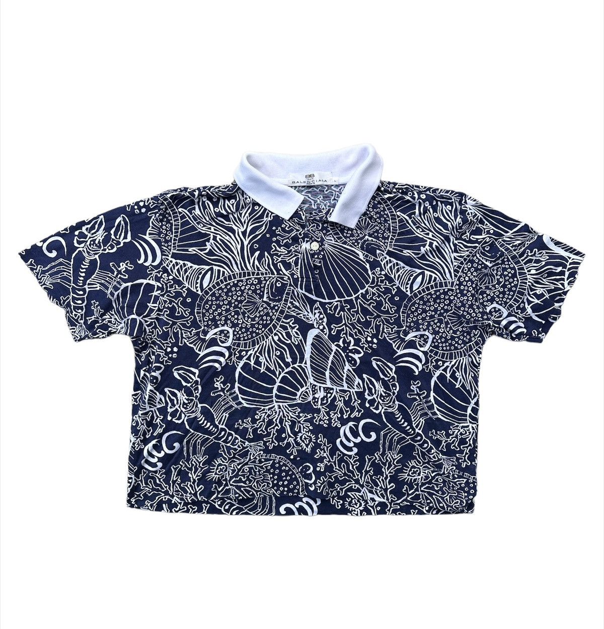 Balenciaga Balenciaga marine life button up cropped shirts Size L / US 10 / IT 46 - 1 Thumbnail