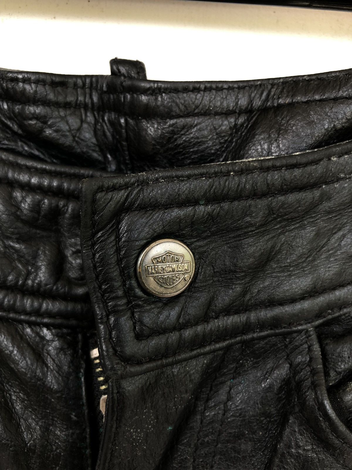 Harley Davidson 90s Harley Davidson Cowhide Leather Biker Pants Size US 30 / EU 46 - 8 Thumbnail