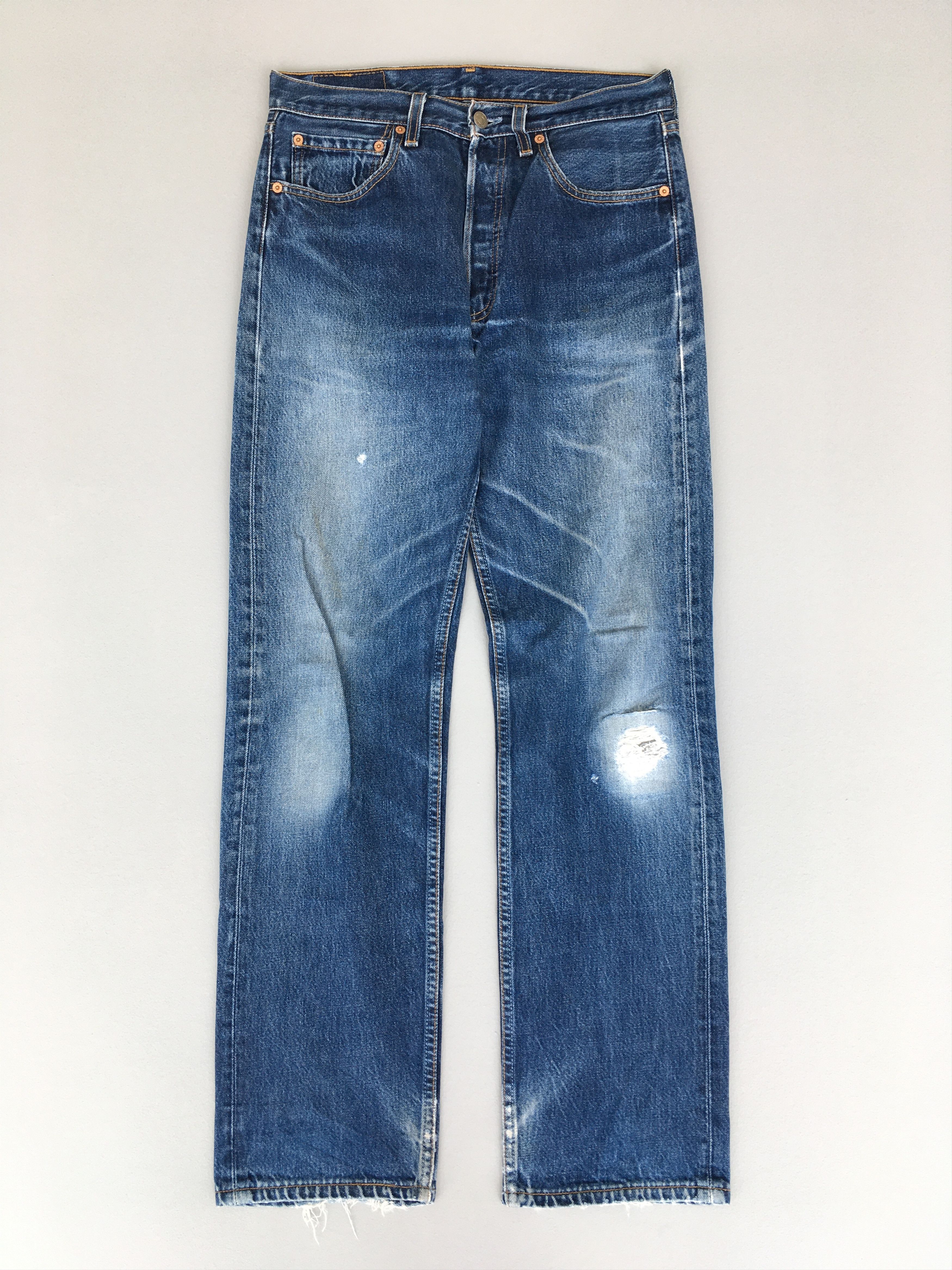 image of Distressed Denim x Levis Size 30X30.5 Vintage Levi's 501 Button Fly Jeans Stonewash in Blue, Men's