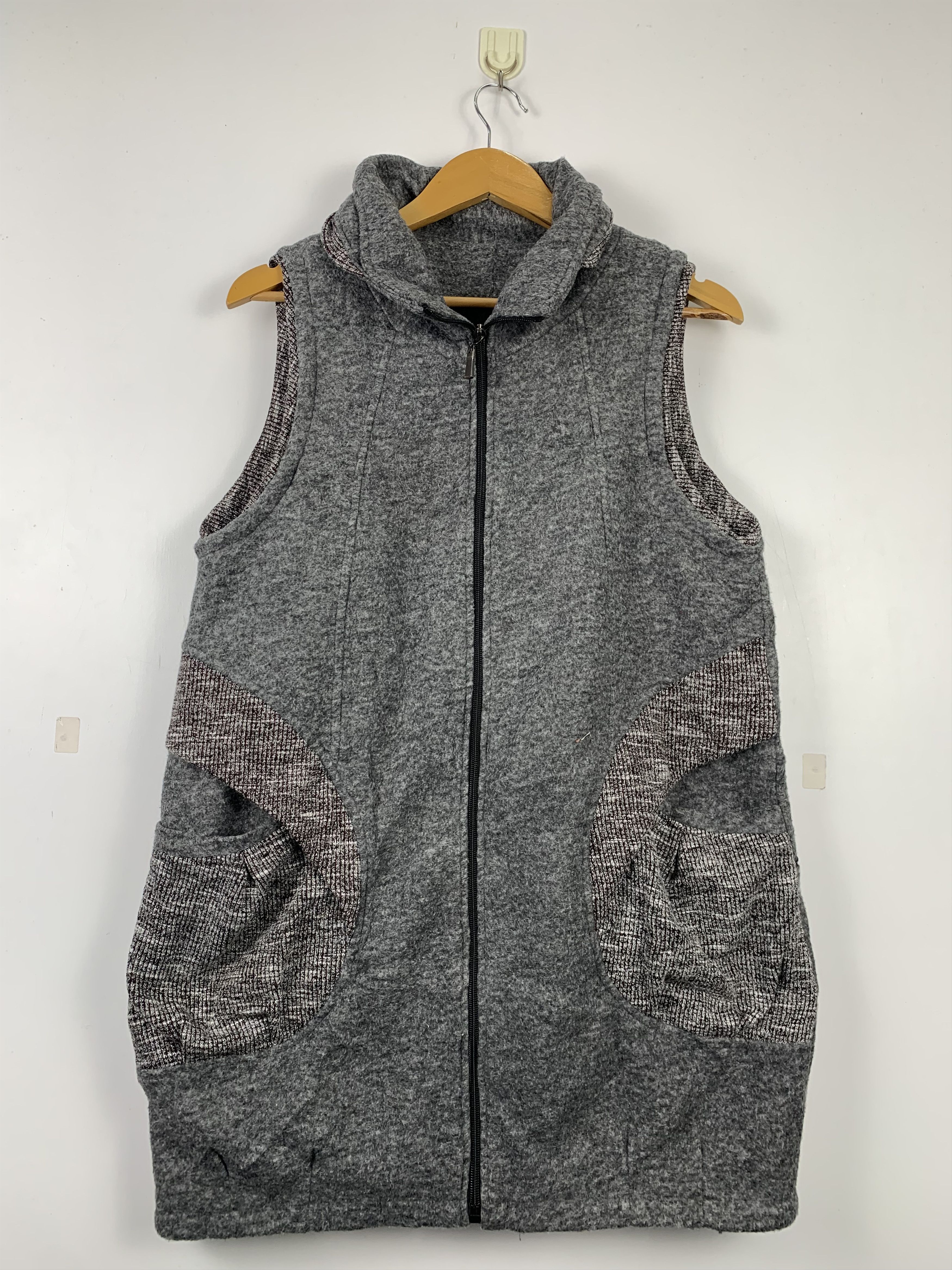 image of Vintage Cotton Zip Up Vests in Grey, Men's (Size Small)