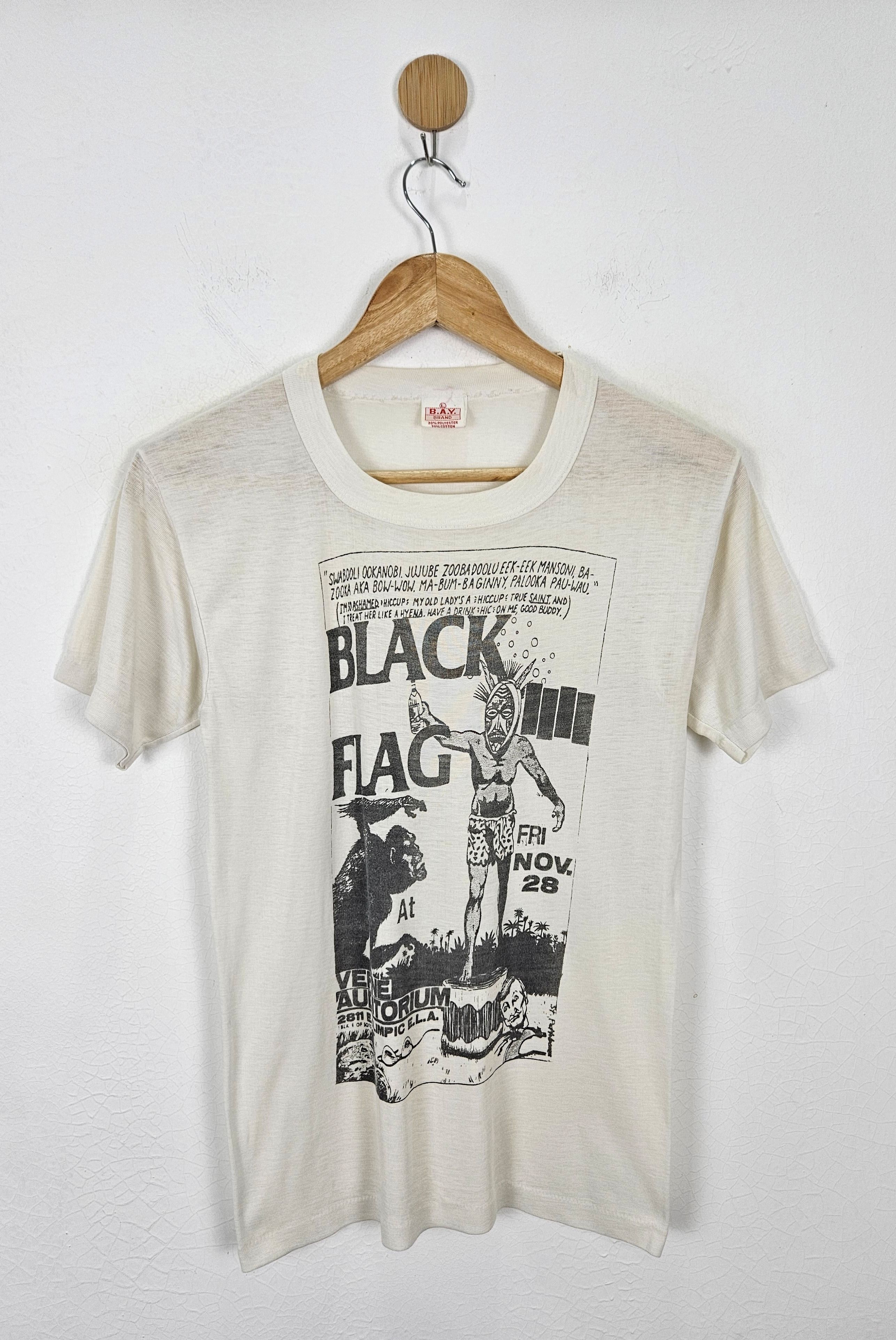 Vintage 70s 80s Black Flag Punk Rock Paper thin Shirt