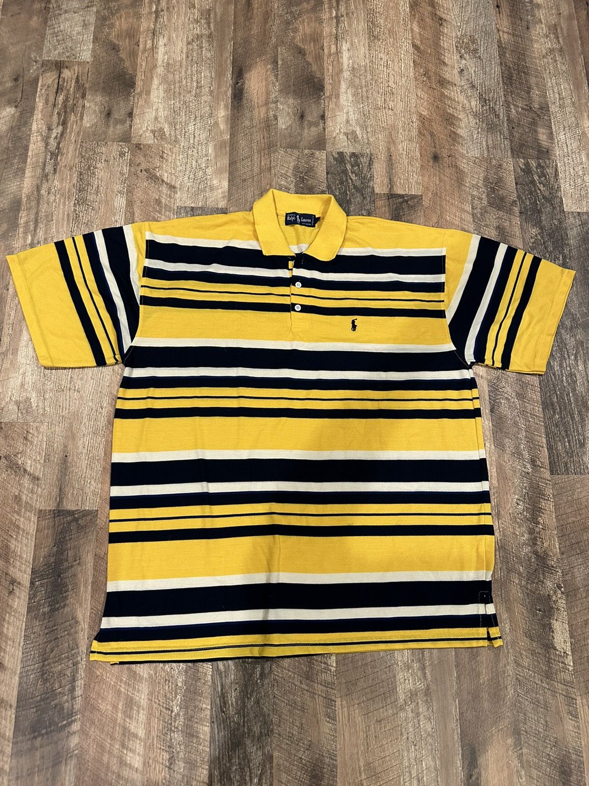 Polo Ralph Lauren Vintage 90s Made In Usa Polo Ralph Lauren Yellow Blue Stripe Grailed 