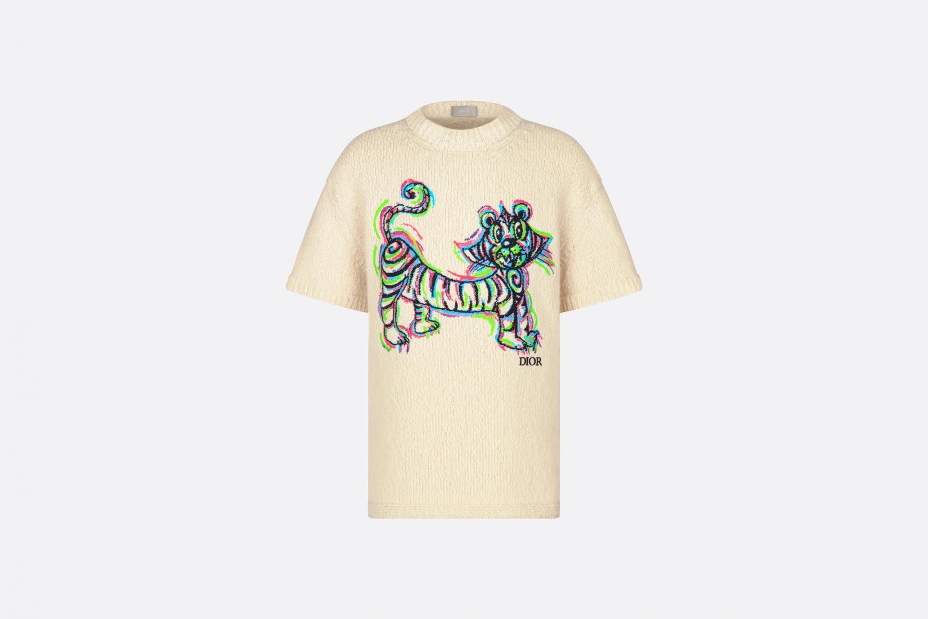 Image of Dior And Kenny Scharf Knit T-Shirt White, Men's (Size Small)