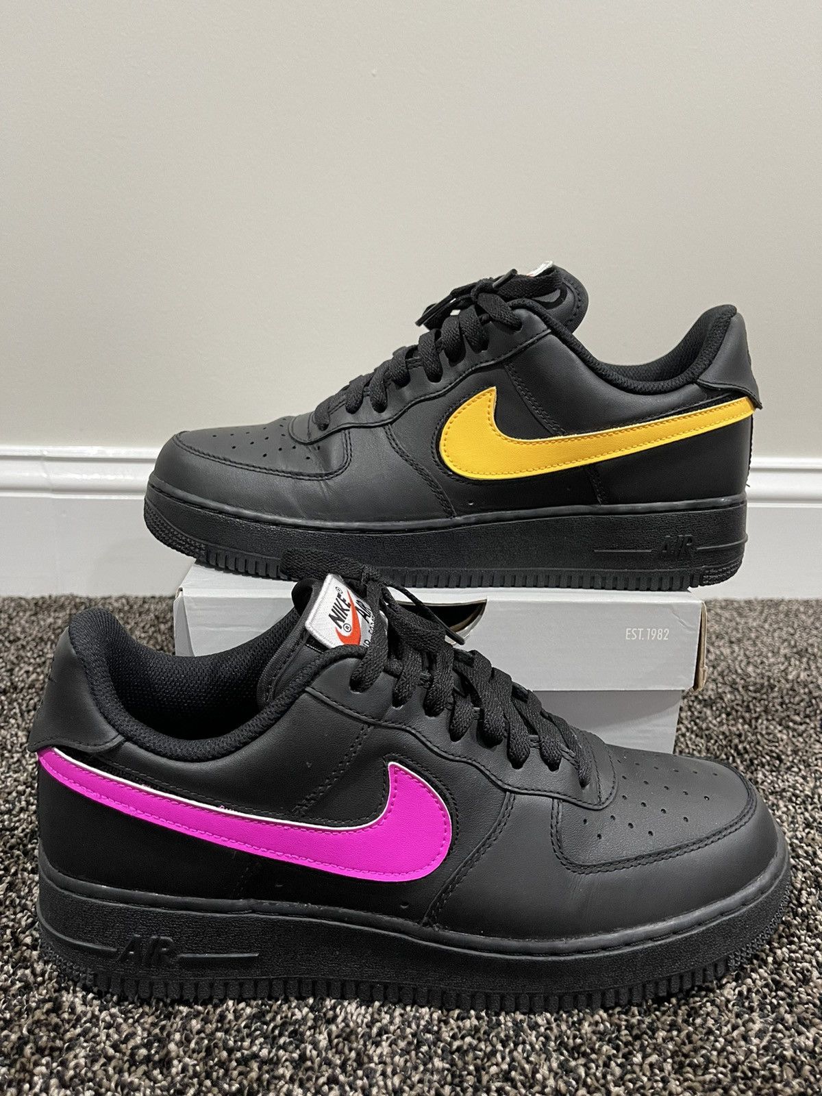 image of Nike Air Force 1 Low Black Swoosh Pack All Star 2018 Shoes, Men's (Size 10)