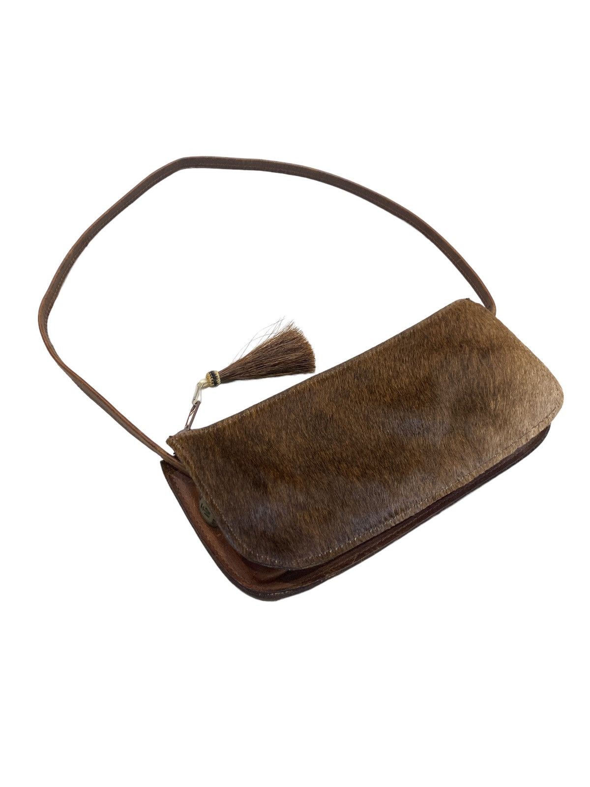 FULL LEATHER TWO BAR WEST BOX SHOULDER BAG HANDBAG RARE
