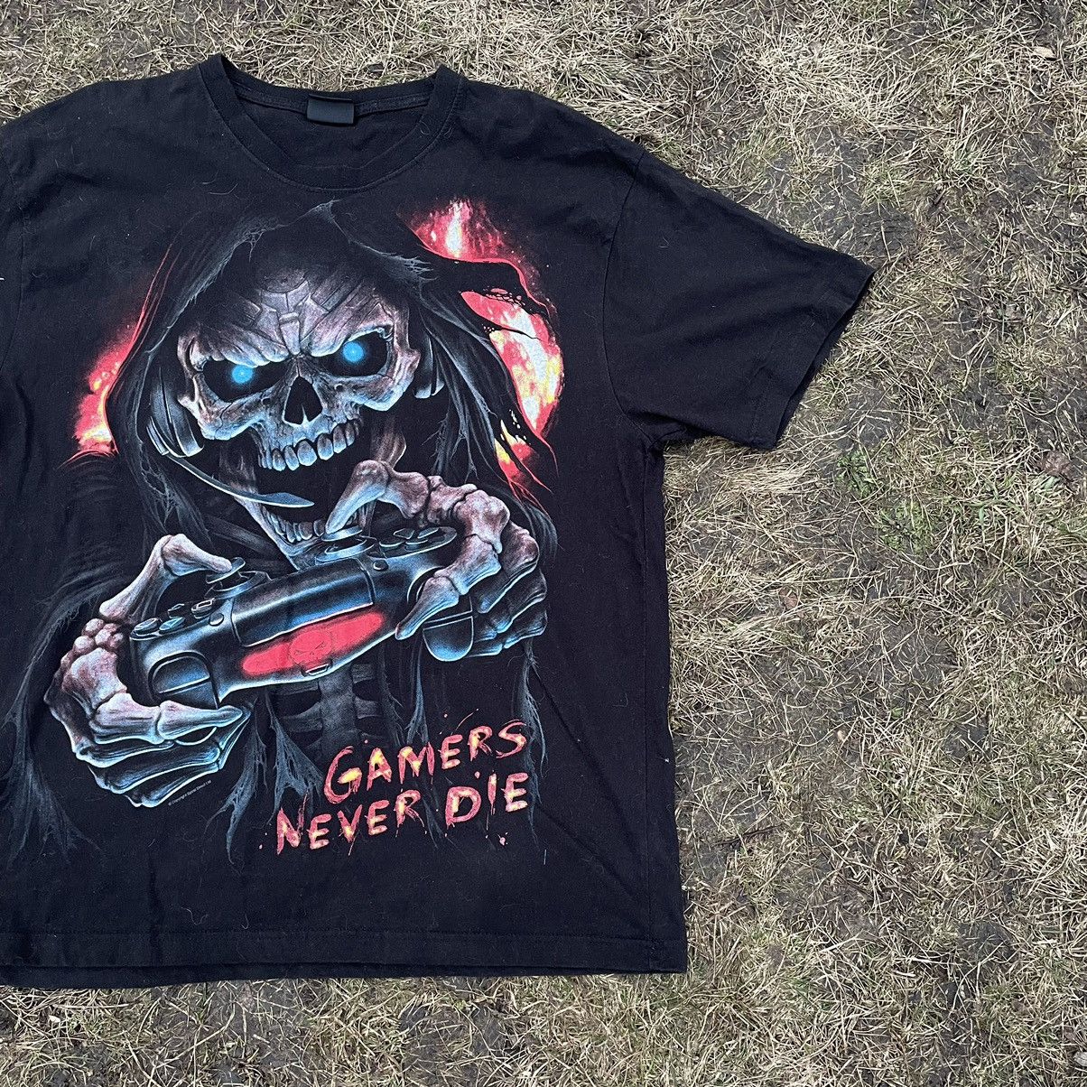 Vintage Vintage 90s Skull Graphic Tee Gamer Dark Horror Skate XL Size US XL / EU 56 / 4 - 3 Thumbnail