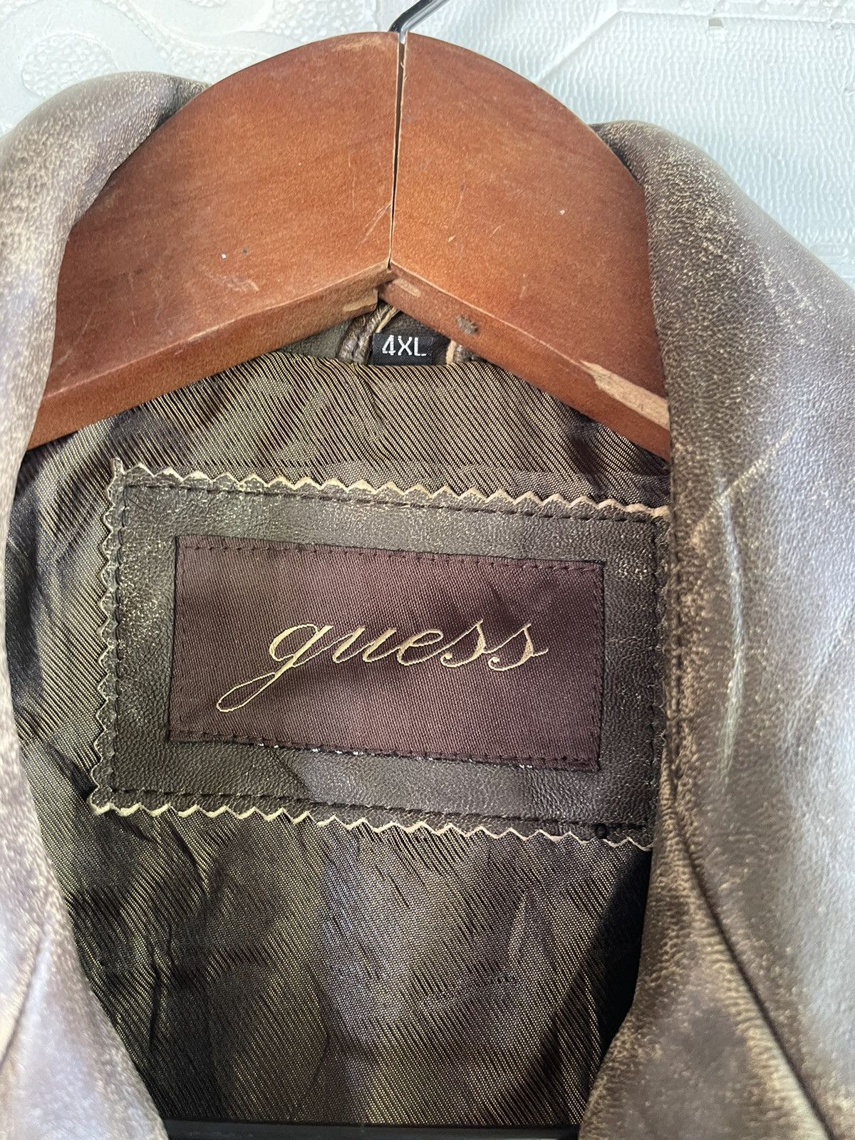 Guess Vintage 90s Guess Brown Leather Jacket – Distressed Casual Size US M / EU 48-50 / 2 - 3 Thumbnail