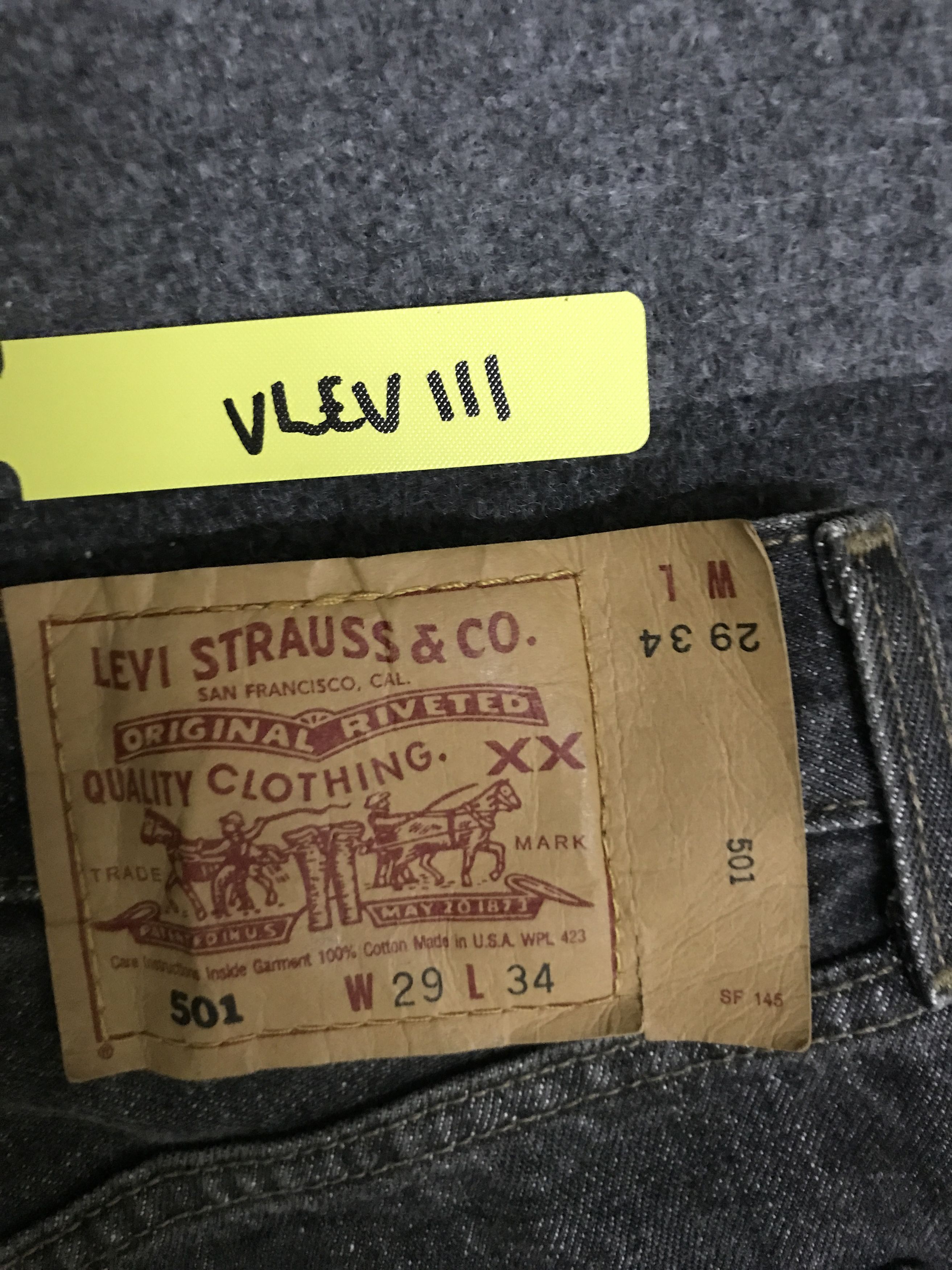 Levi's VLEV111 Vintage Levis 501 Black Jeans Size US 27 - 12 Thumbnail