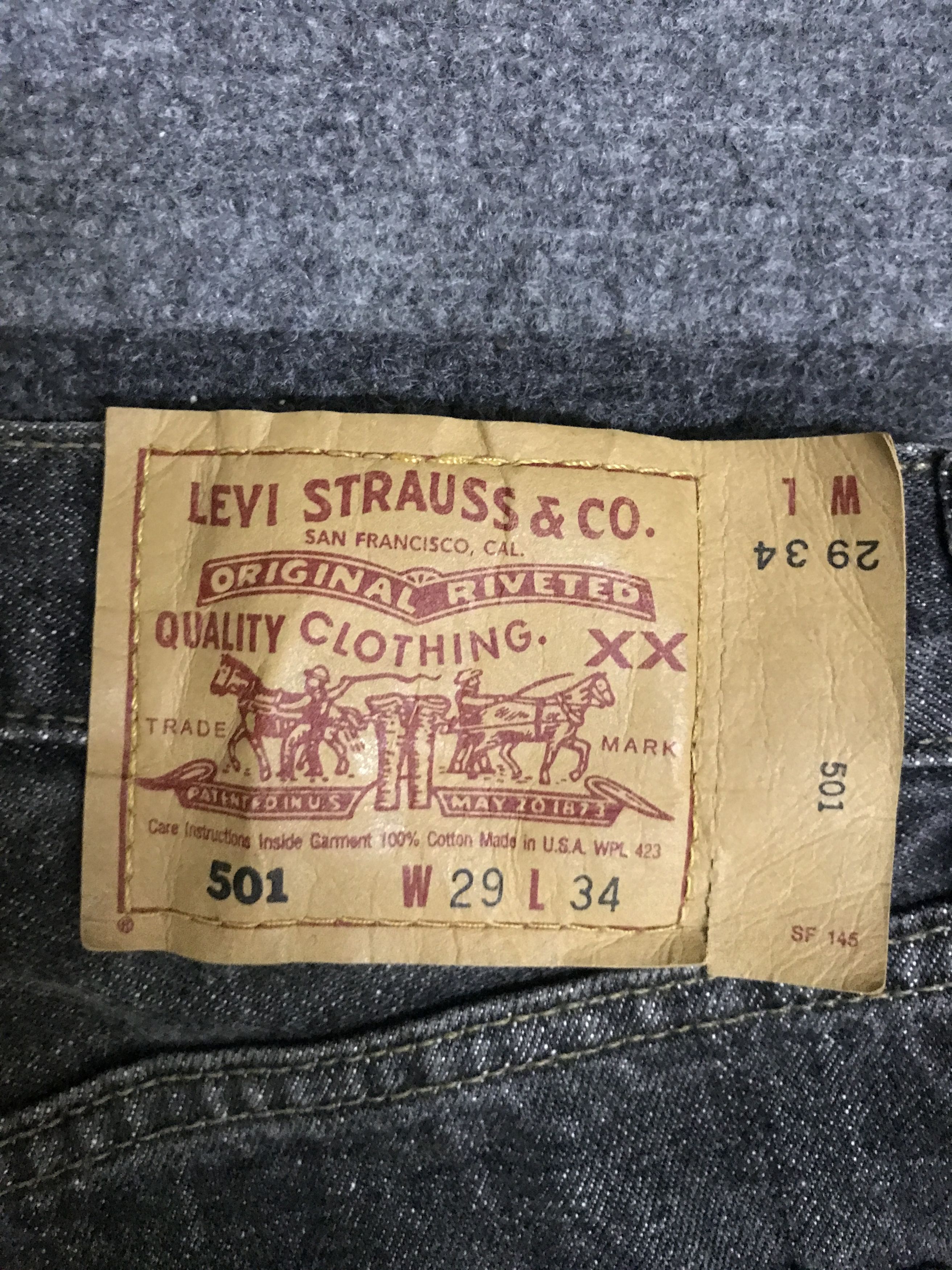Levi's VLEV111 Vintage Levis 501 Black Jeans Size US 27 - 11 Thumbnail