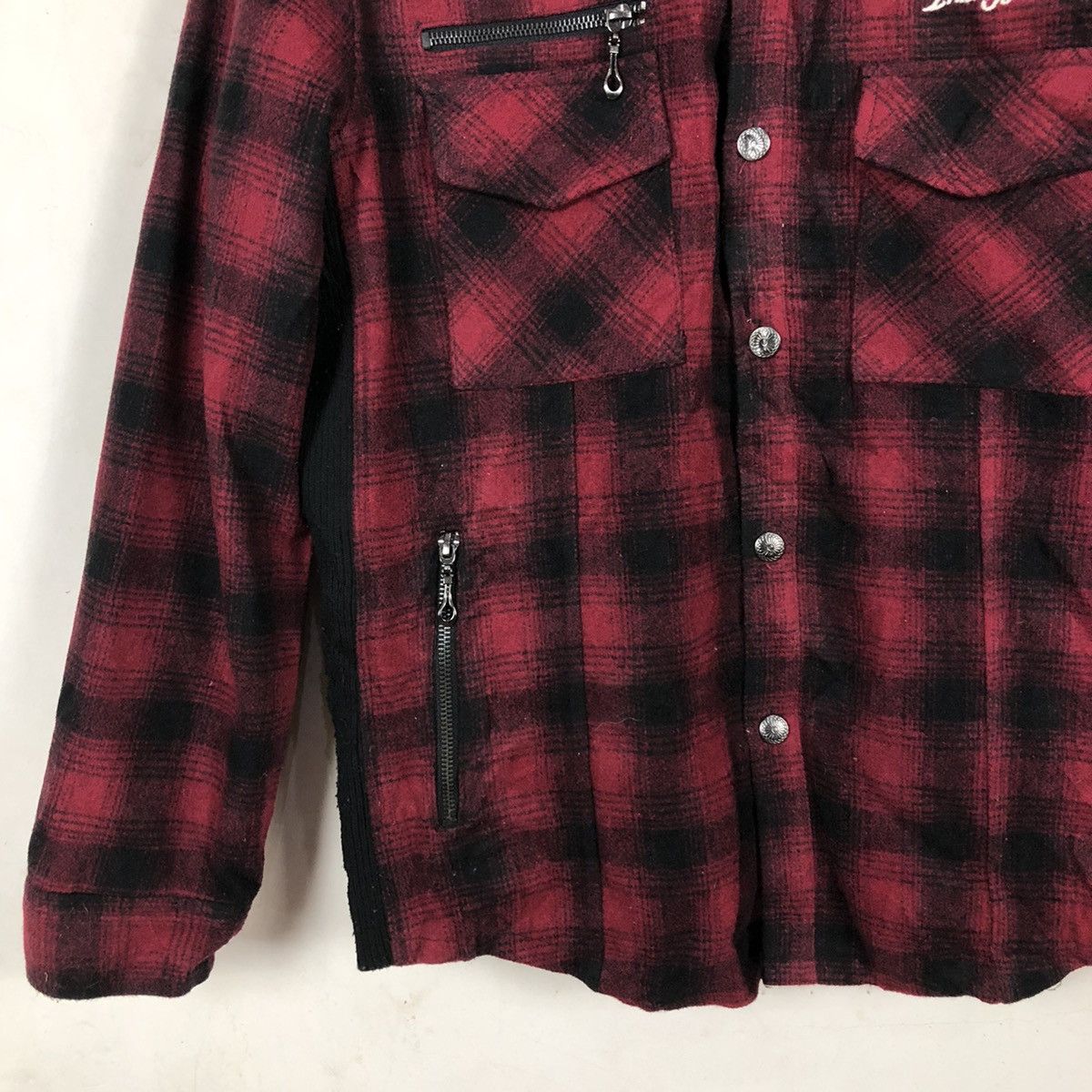 Japanese Brand TARTAN DESIGN RED BLACK BUTTON JACKET PRACT Size US L / EU 52-54 / 3 - 5 Thumbnail