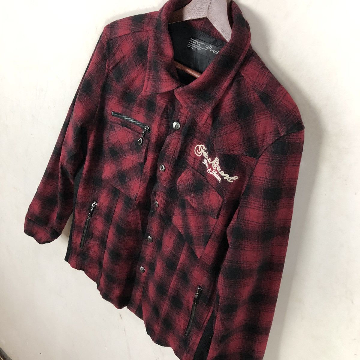 Japanese Brand TARTAN DESIGN RED BLACK BUTTON JACKET PRACT Size US L / EU 52-54 / 3 - 4 Thumbnail