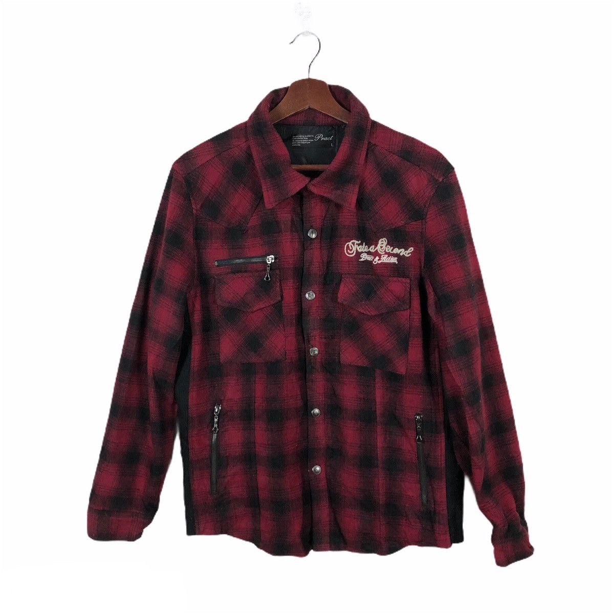 Japanese Brand TARTAN DESIGN RED BLACK BUTTON JACKET PRACT Size US L / EU 52-54 / 3 - 1 Thumbnail