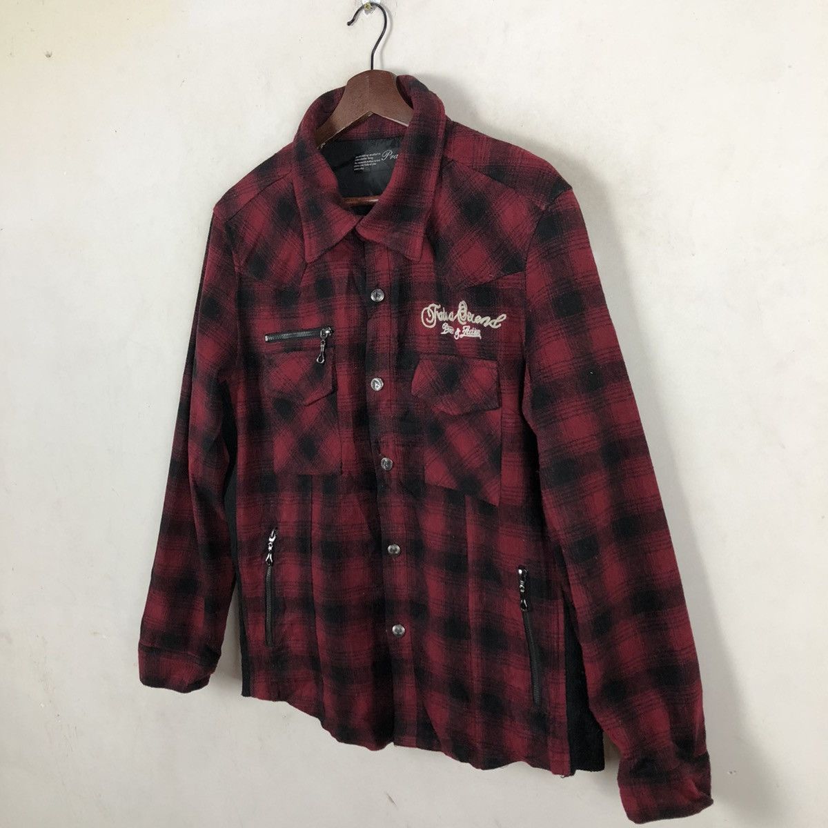 Japanese Brand TARTAN DESIGN RED BLACK BUTTON JACKET PRACT Size US L / EU 52-54 / 3 - 2 Thumbnail