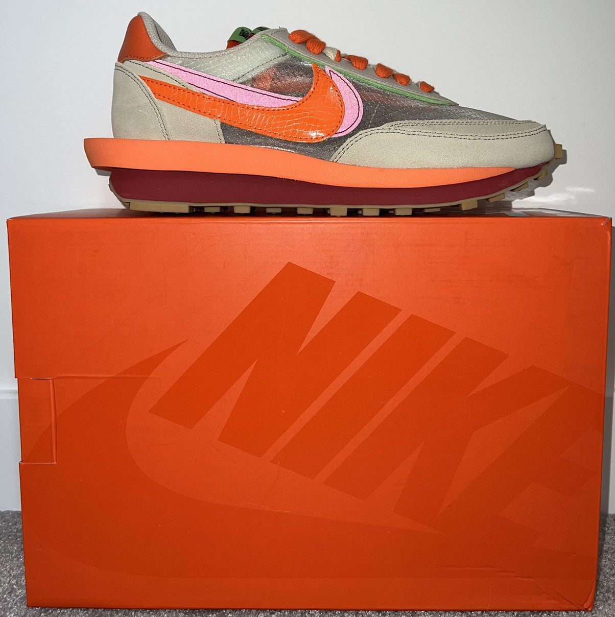 Nike LD Waffle Sacai CLOT Kiss of Death Net Orange Blaze