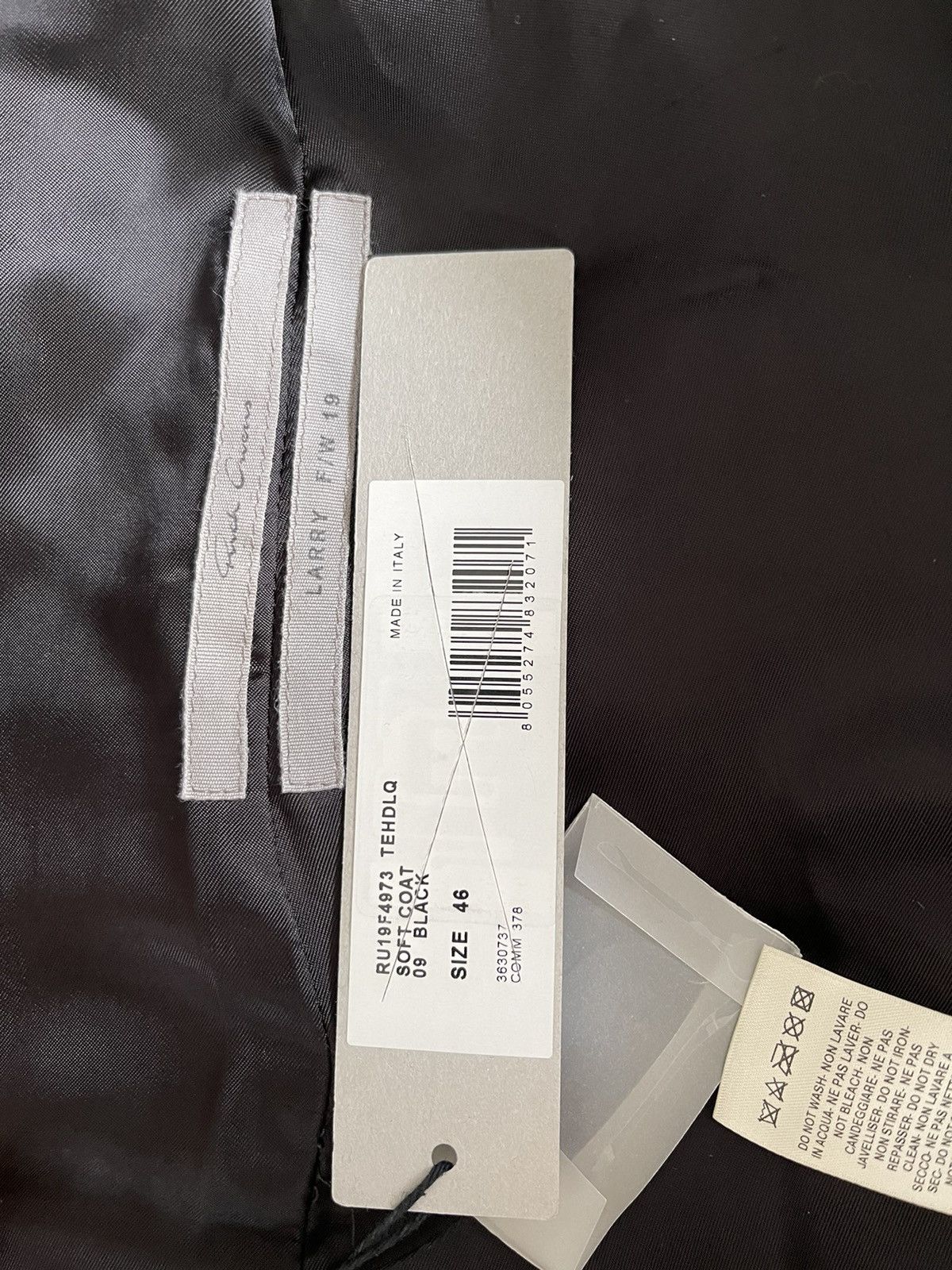 Rick Owens Rick Owens FW19 LARRY PADDED SOFT COAT Size US S / EU 44-46 / 1 - 4 Thumbnail