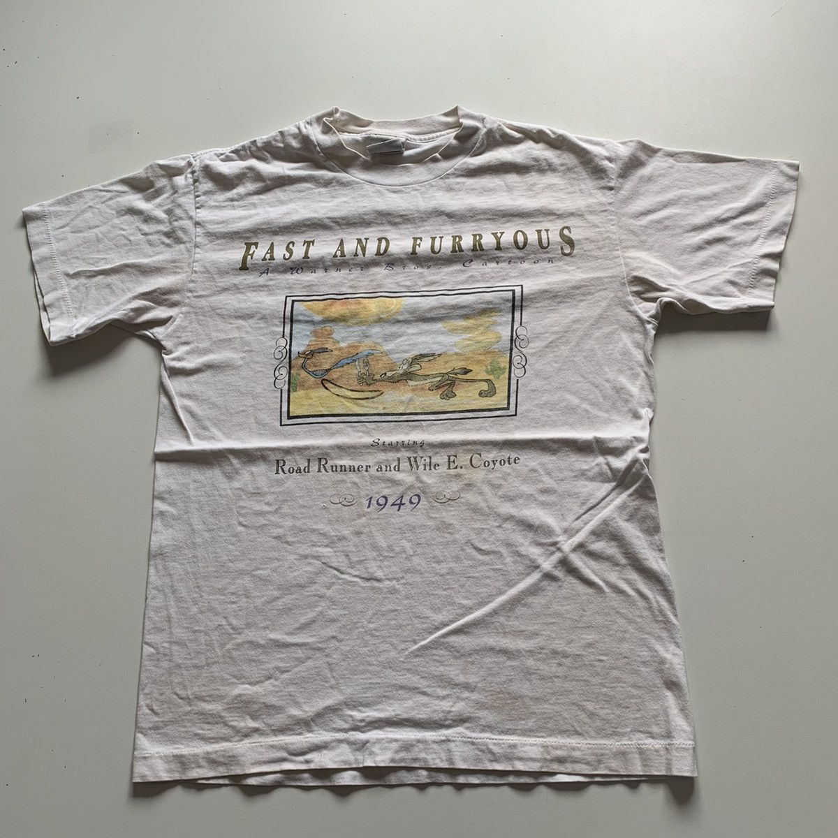 Vintage Vintage 90s Wile Coyote & Road Runner Cartoon T Shirt Large Size US L / EU 52-54 / 3 - 1 Thumbnail