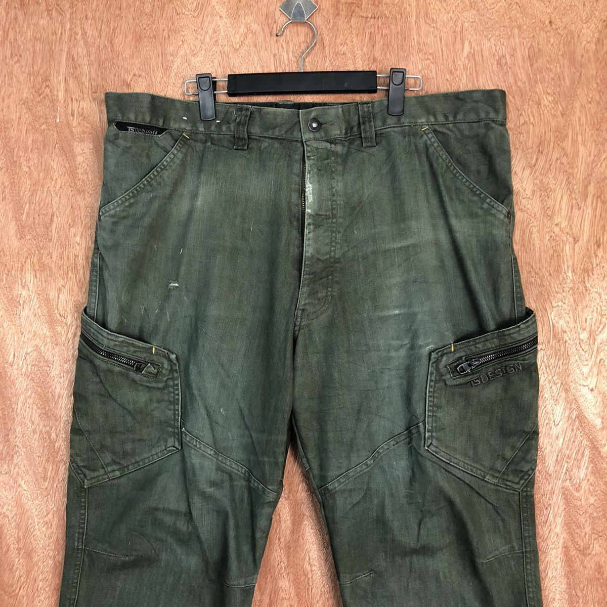 Japanese Brand Ts Design Green Multipocket faded Cargo Pants #c835 Size US 36 / EU 52 - 2 Thumbnail
