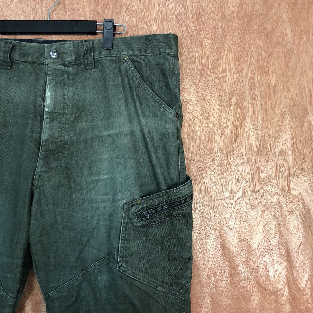 Japanese Brand Ts Design Green Multipocket faded Cargo Pants #c835 Size US 36 / EU 52 - 4 Thumbnail