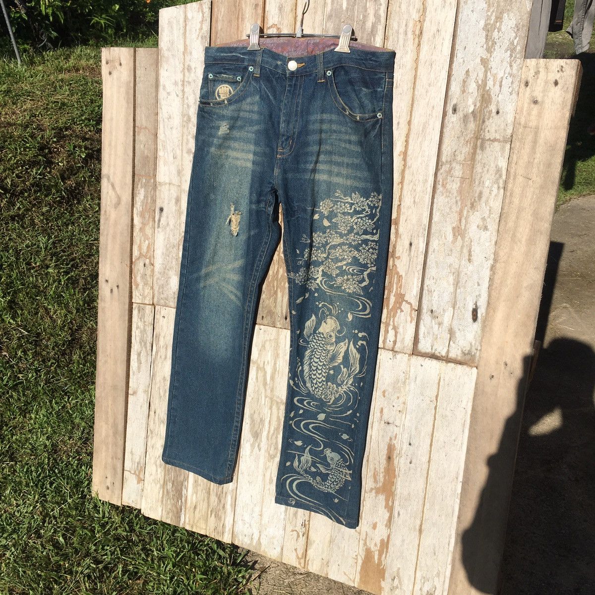 Japanese Brand Vintage japanese brand koi fish ERD GRUNGE GRAIL jeans Size US 36 / EU 52 - 11 Thumbnail