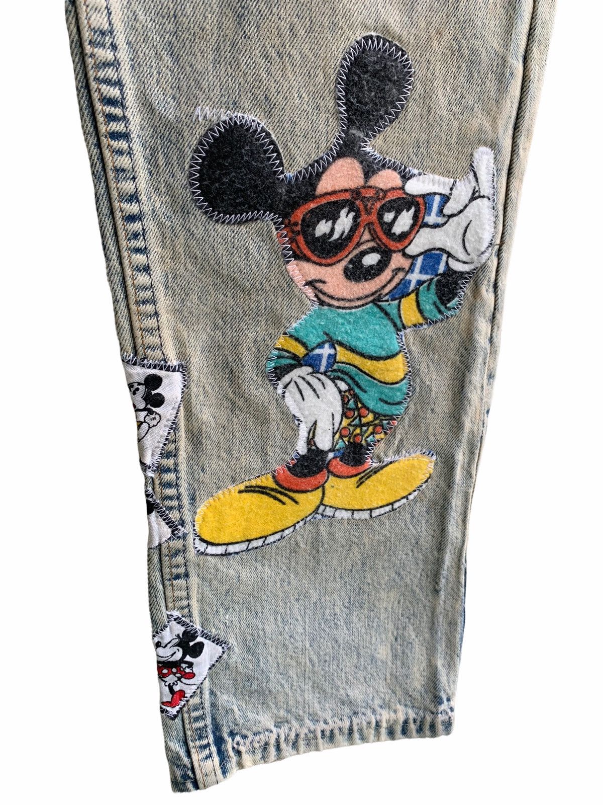 Levi's × Levi's Vintage Clothing × Too Cute Guetta Bros. Vintage Levis Too Cute Micky Mouse Patches Distressed Jeans Size US 31 - 4 Thumbnail