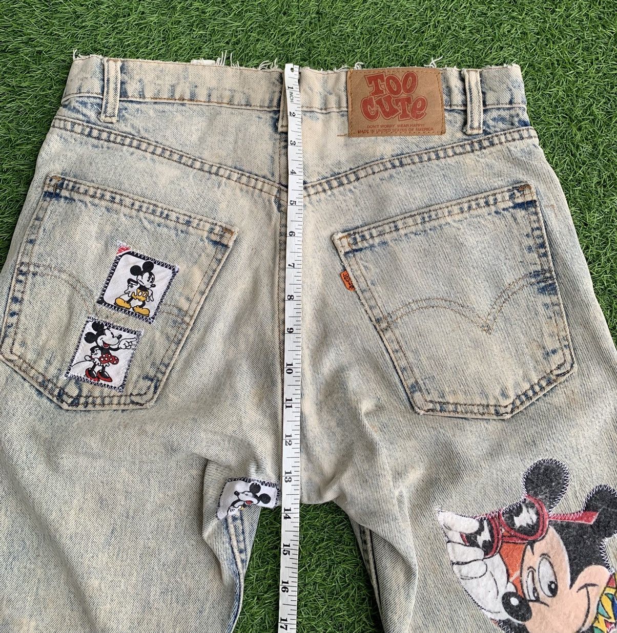 Levi's × Levi's Vintage Clothing × Too Cute Guetta Bros. Vintage Levis Too Cute Micky Mouse Patches Distressed Jeans Size US 31 - 13 Thumbnail