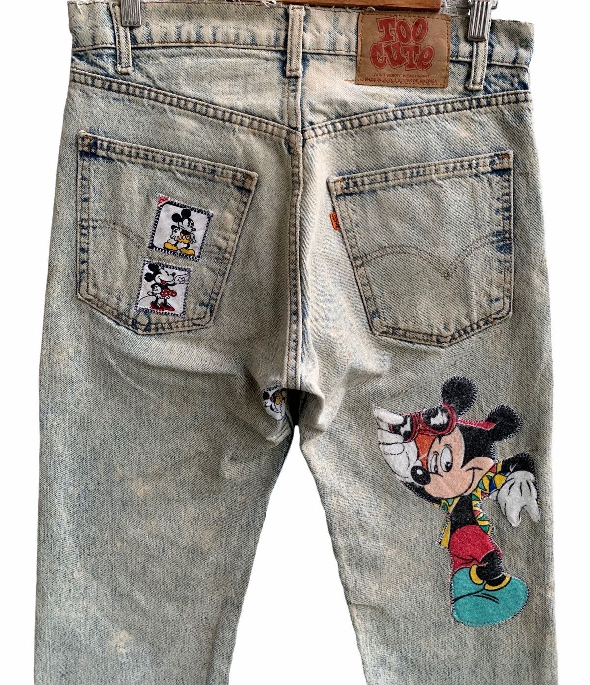 Levi's × Levi's Vintage Clothing × Too Cute Guetta Bros. Vintage Levis Too Cute Micky Mouse Patches Distressed Jeans Size US 31 - 6 Thumbnail