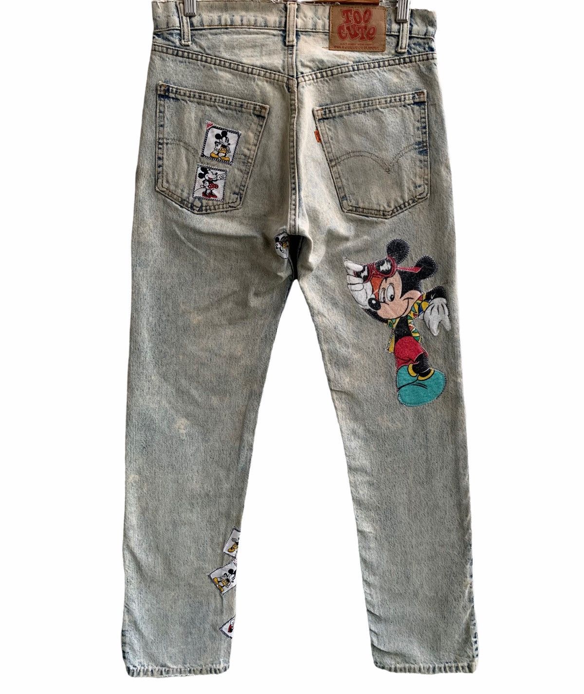 Levi's × Levi's Vintage Clothing × Too Cute Guetta Bros. Vintage Levis Too Cute Micky Mouse Patches Distressed Jeans Size US 31 - 2 Thumbnail
