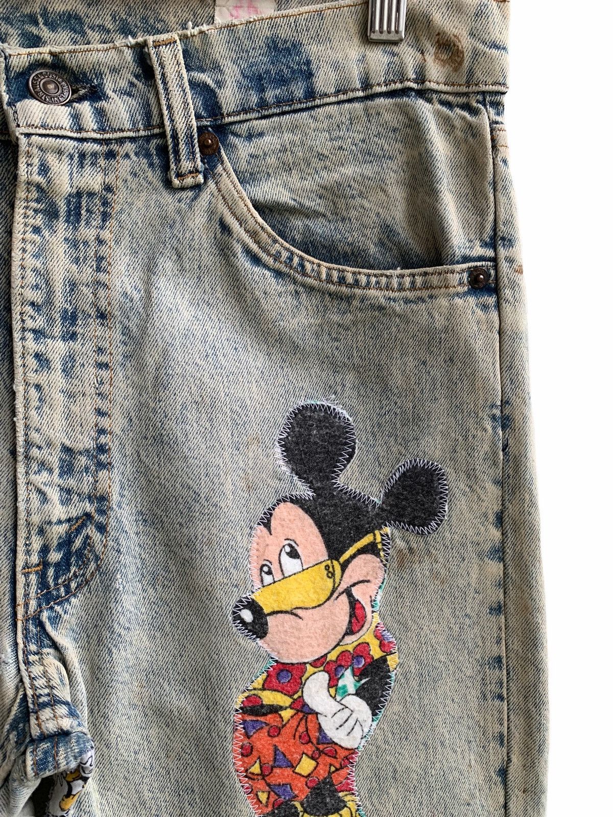 Levi's × Levi's Vintage Clothing × Too Cute Guetta Bros. Vintage Levis Too Cute Micky Mouse Patches Distressed Jeans Size US 31 - 5 Thumbnail