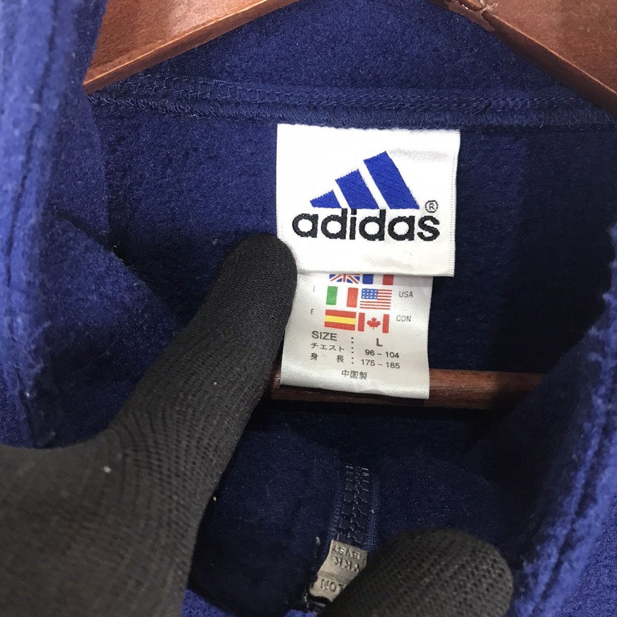 Adidas × Vintage Vintage 90s Adidas Fleece zipper sweatshirt embroidered Size US L / EU 52-54 / 3 - 8 Thumbnail