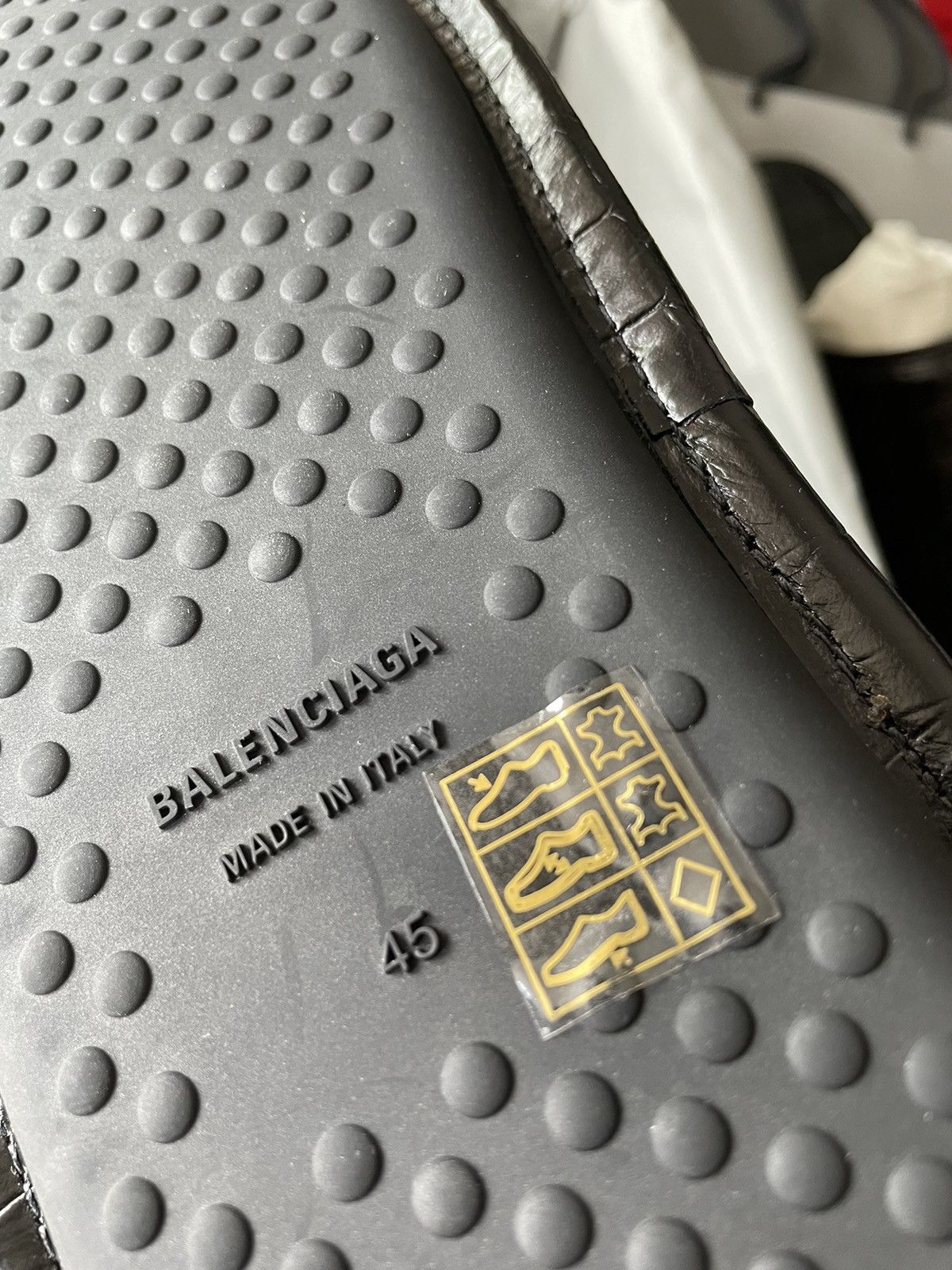 Balenciaga Rare New Super Runway Croc Embossed Leather Slides Shoes Size US 13 / EU 46 - 13 Thumbnail
