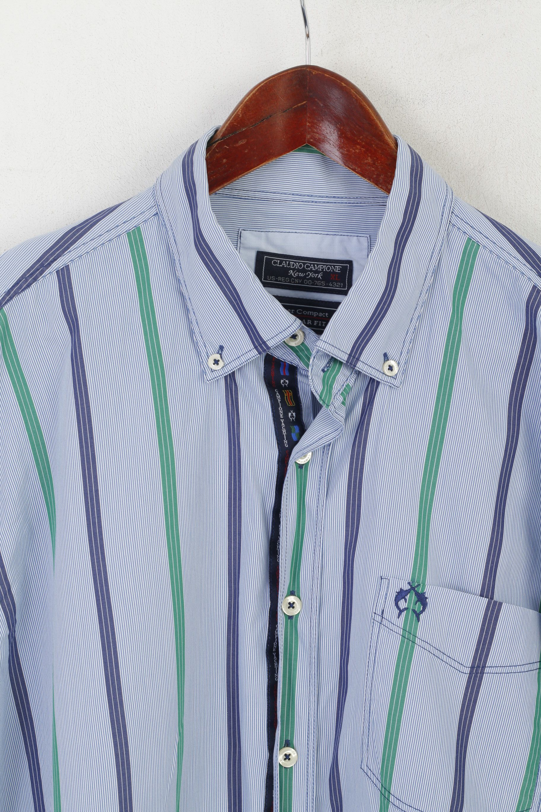 Vintage Claudio Campione Men XL Casual Shirt Blue Cotton 8097 Size US XL / EU 56 / 4 - 3 Thumbnail