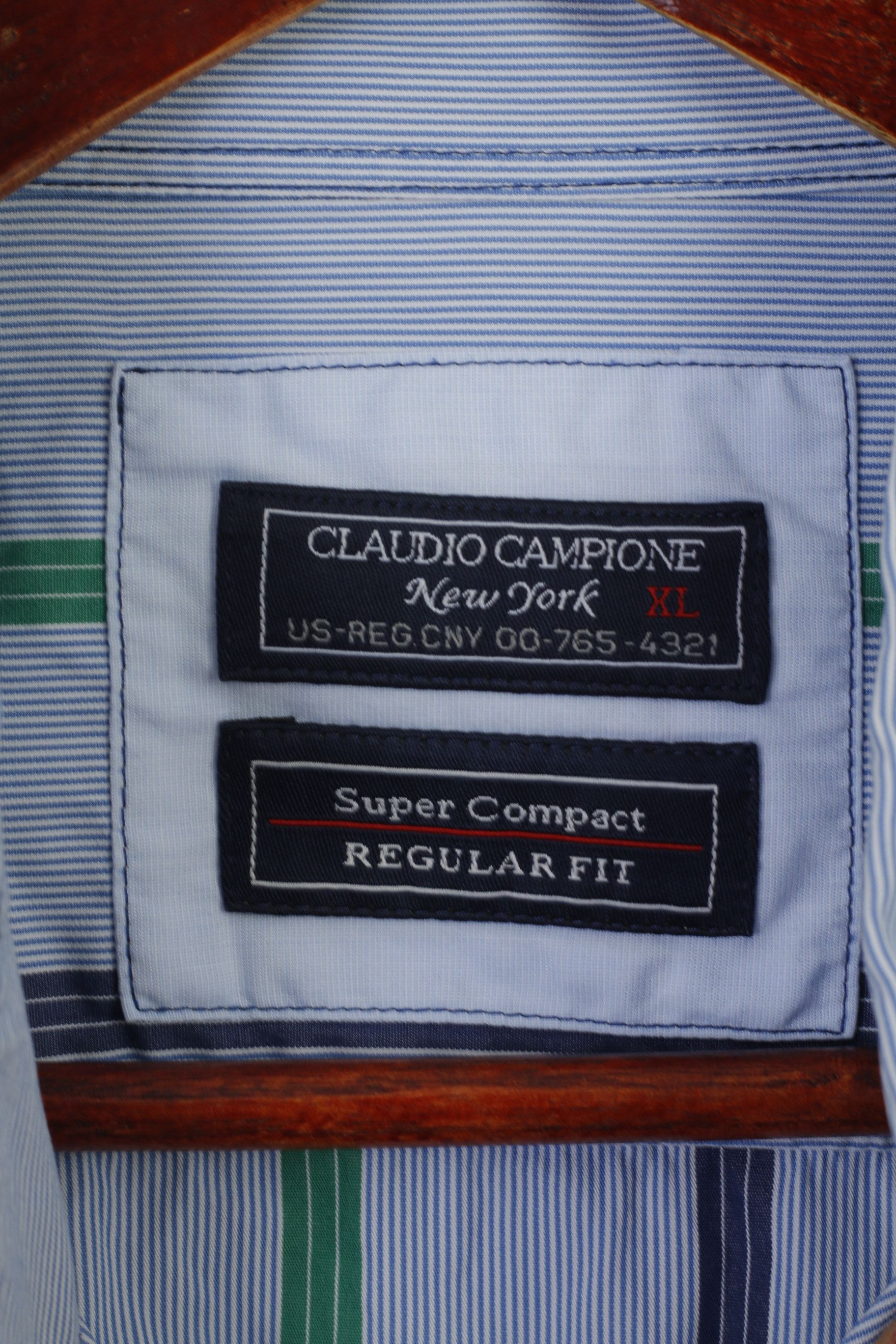 Vintage Claudio Campione Men XL Casual Shirt Blue Cotton 8097 Size US XL / EU 56 / 4 - 5 Thumbnail