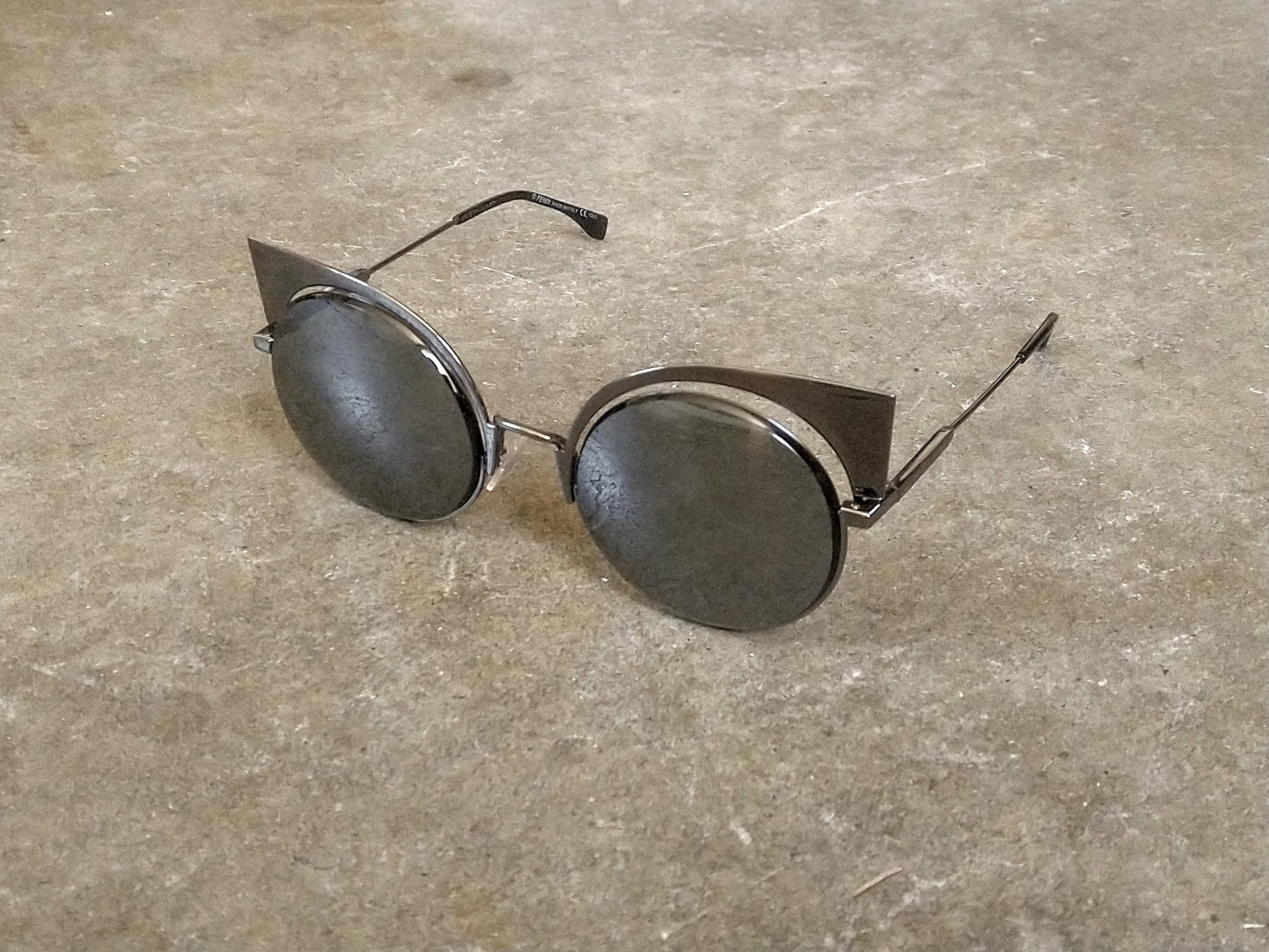 Fendi Fendi Sunglasses FF 1177/S Cat Eye Round Gray Silver Metal Size ONE SIZE - 2 Thumbnail