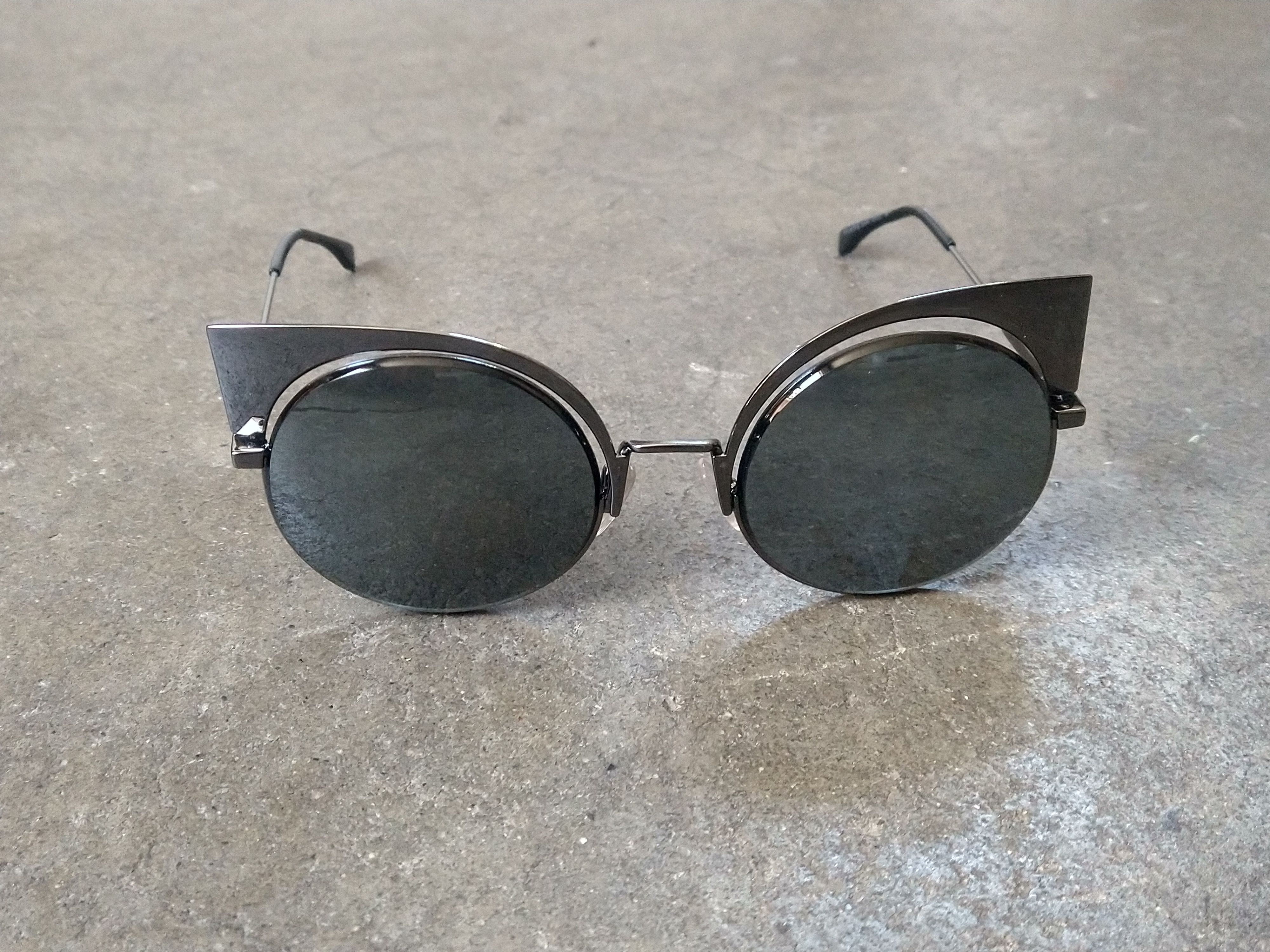 Fendi Fendi Sunglasses FF 1177/S Cat Eye Round Gray Silver Metal Size ONE SIZE - 3 Thumbnail