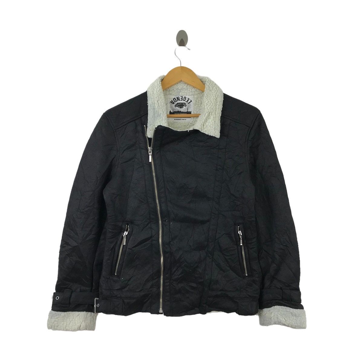 Vtg LEGENDA TOKYO JAPAN Designer Shearling Motorcycle Jacket