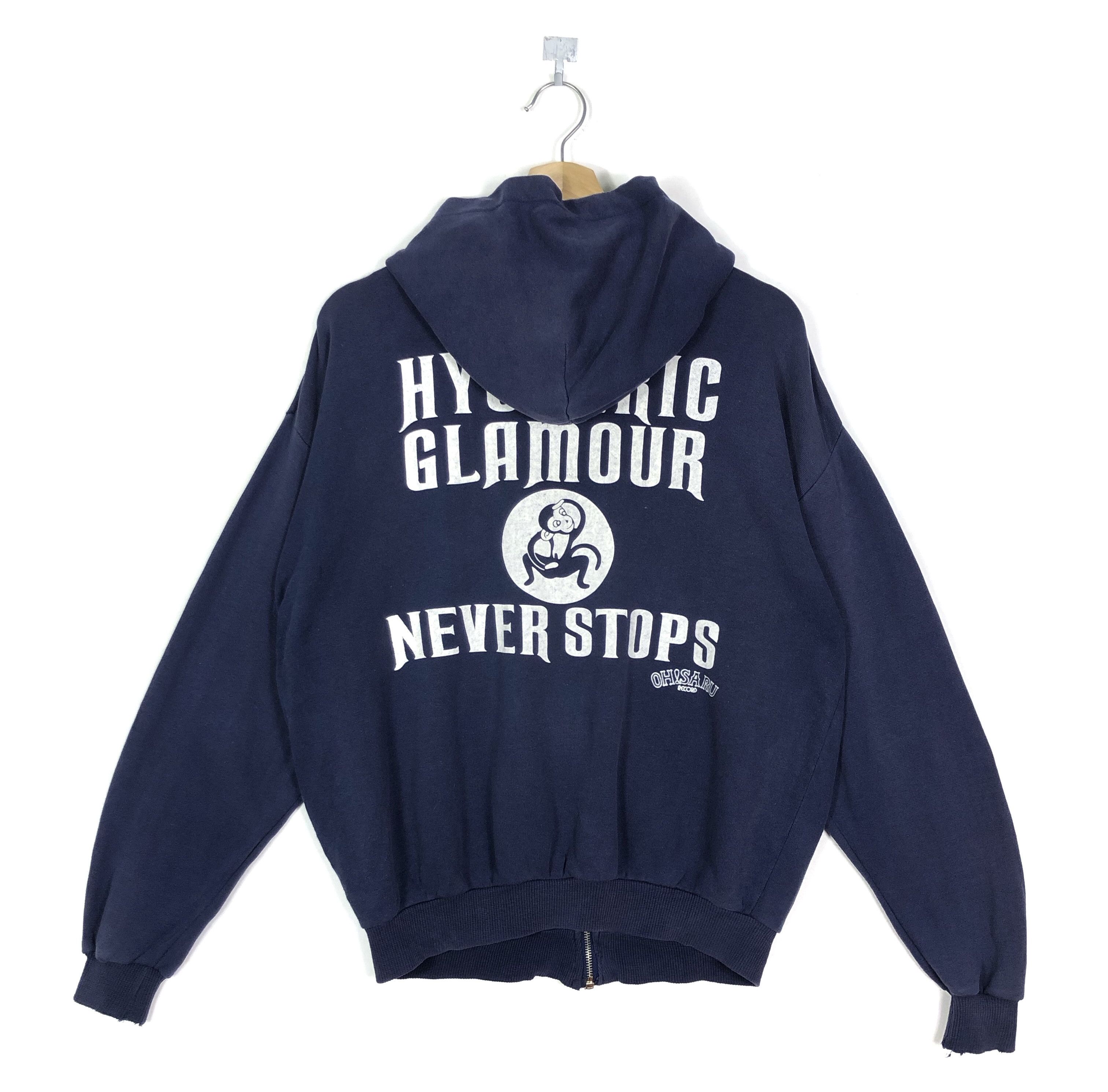 Pre-owned Hysteric Glamour 90's Distressed Hysteric Saru Record Baggy Zipper Hoodie In Navy