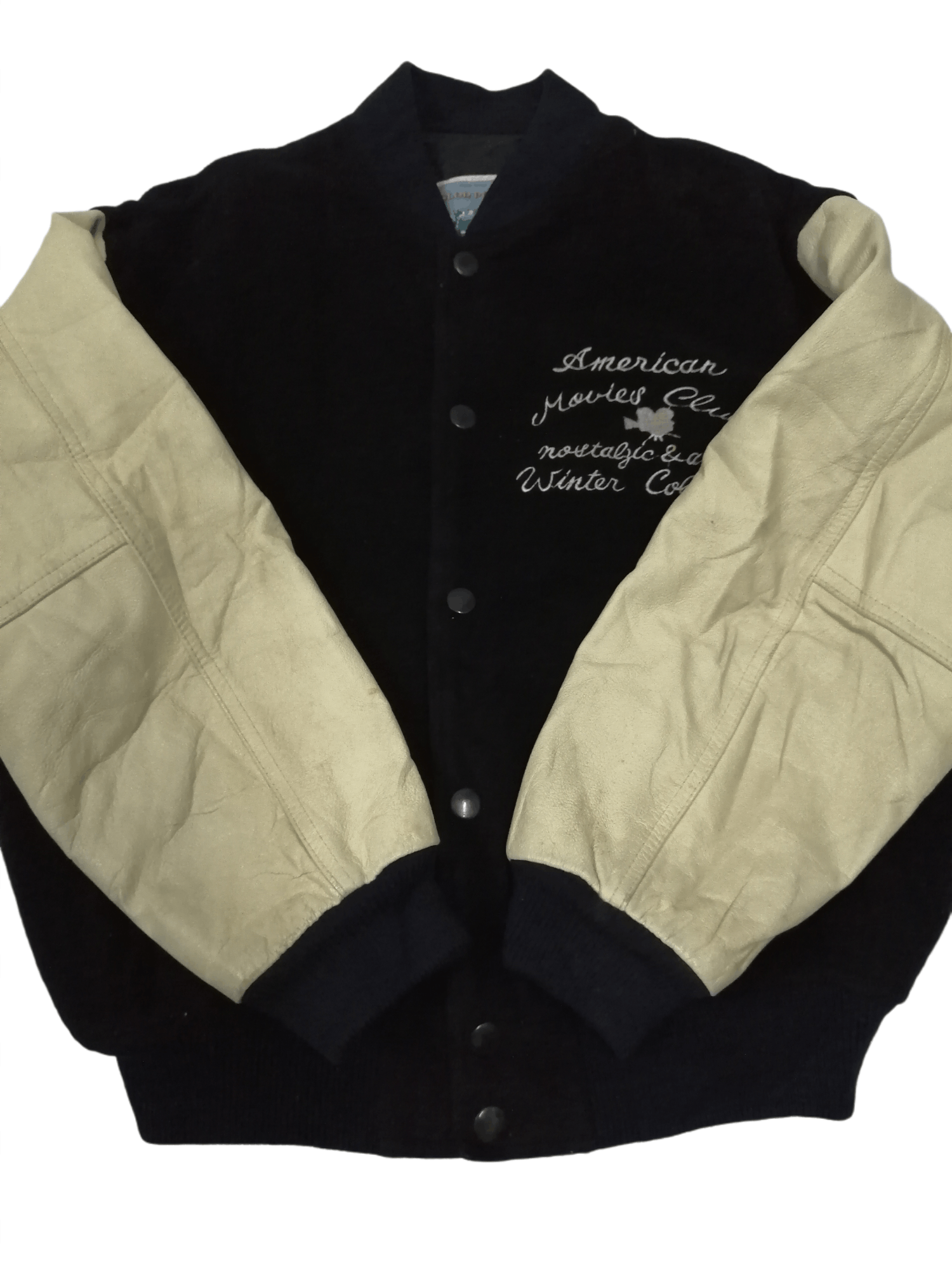Vintage Vintage American Movies Club Wool Leather Varsity Jacket Size US M / EU 48-50 / 2 - 4 Thumbnail
