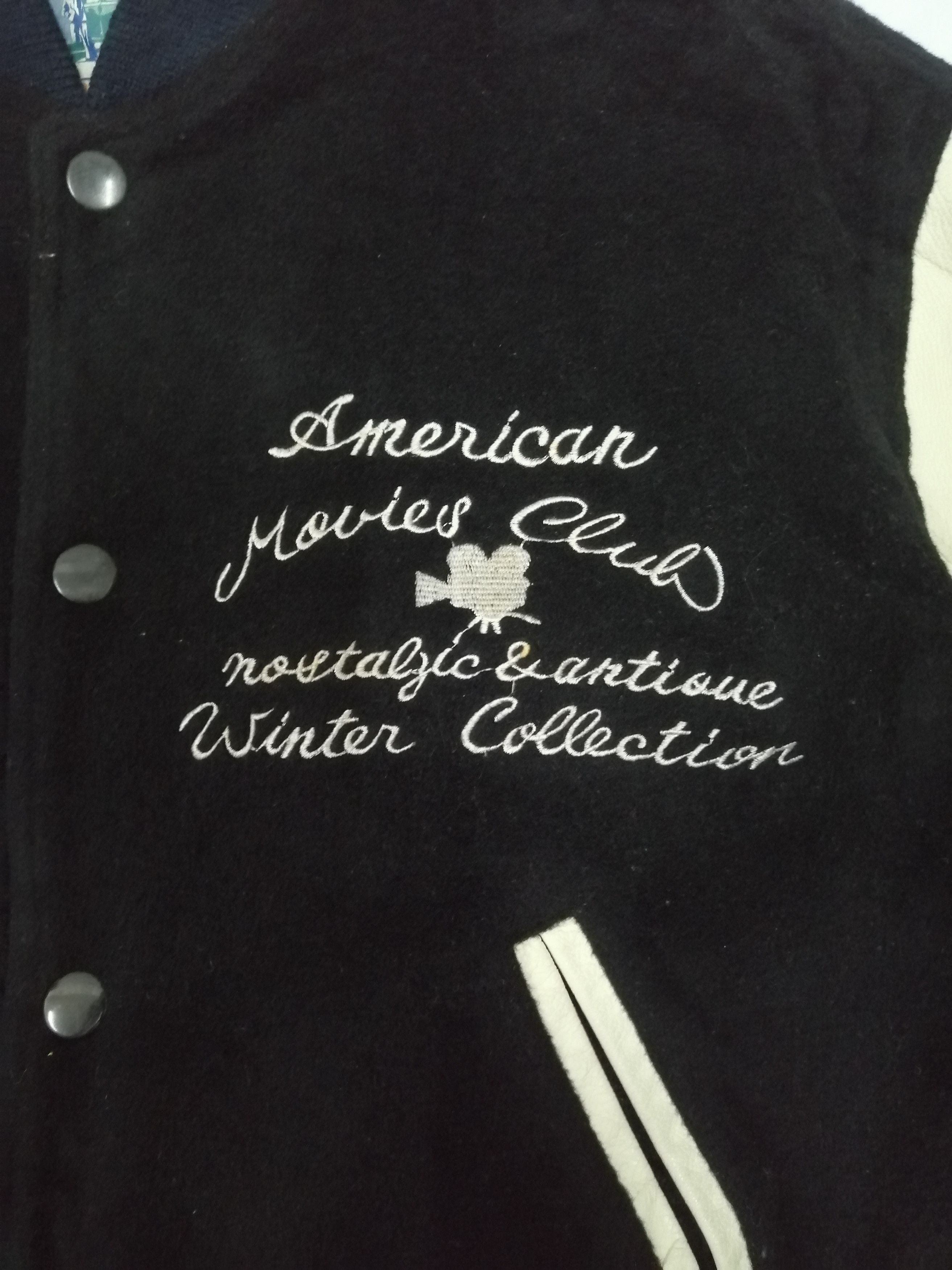 Vintage Vintage American Movies Club Wool Leather Varsity Jacket Size US M / EU 48-50 / 2 - 7 Thumbnail