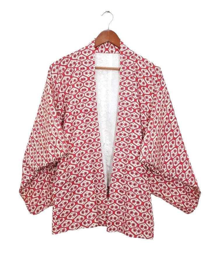 Other Awase Haori Floral Motif Illustration Noragi Kimono Jacket Size US M / EU 48-50 / 2 - 1 Thumbnail