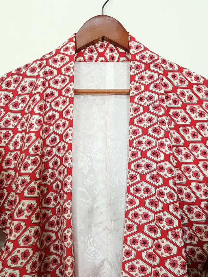 Other Awase Haori Floral Motif Illustration Noragi Kimono Jacket Size US M / EU 48-50 / 2 - 4 Thumbnail