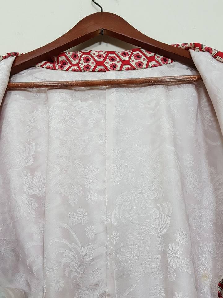 Other Awase Haori Floral Motif Illustration Noragi Kimono Jacket Size US M / EU 48-50 / 2 - 10 Thumbnail