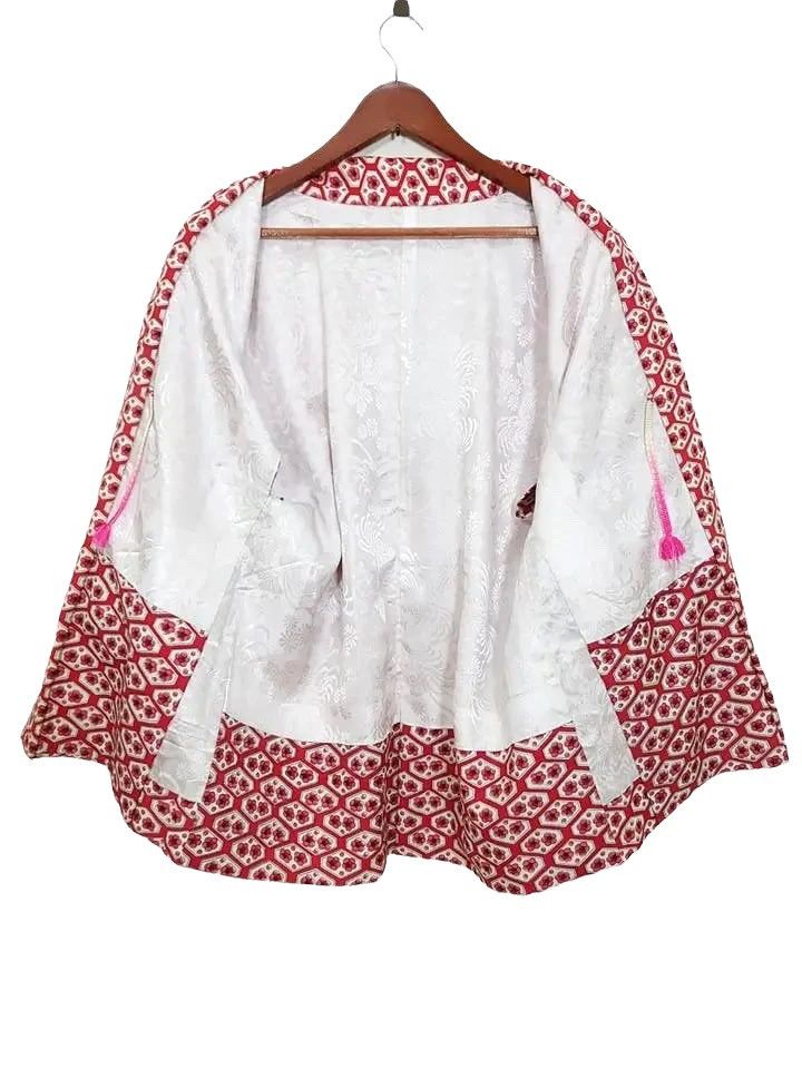 Other Awase Haori Floral Motif Illustration Noragi Kimono Jacket Size US M / EU 48-50 / 2 - 3 Thumbnail