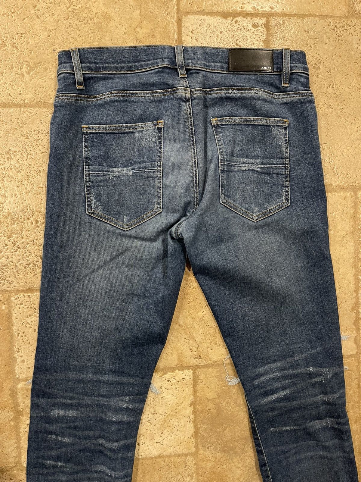 Amiri Mike Amiri OG 2016 MX1 Blue Denim Leather Inserts Jeans Size US 33 - 4 Thumbnail