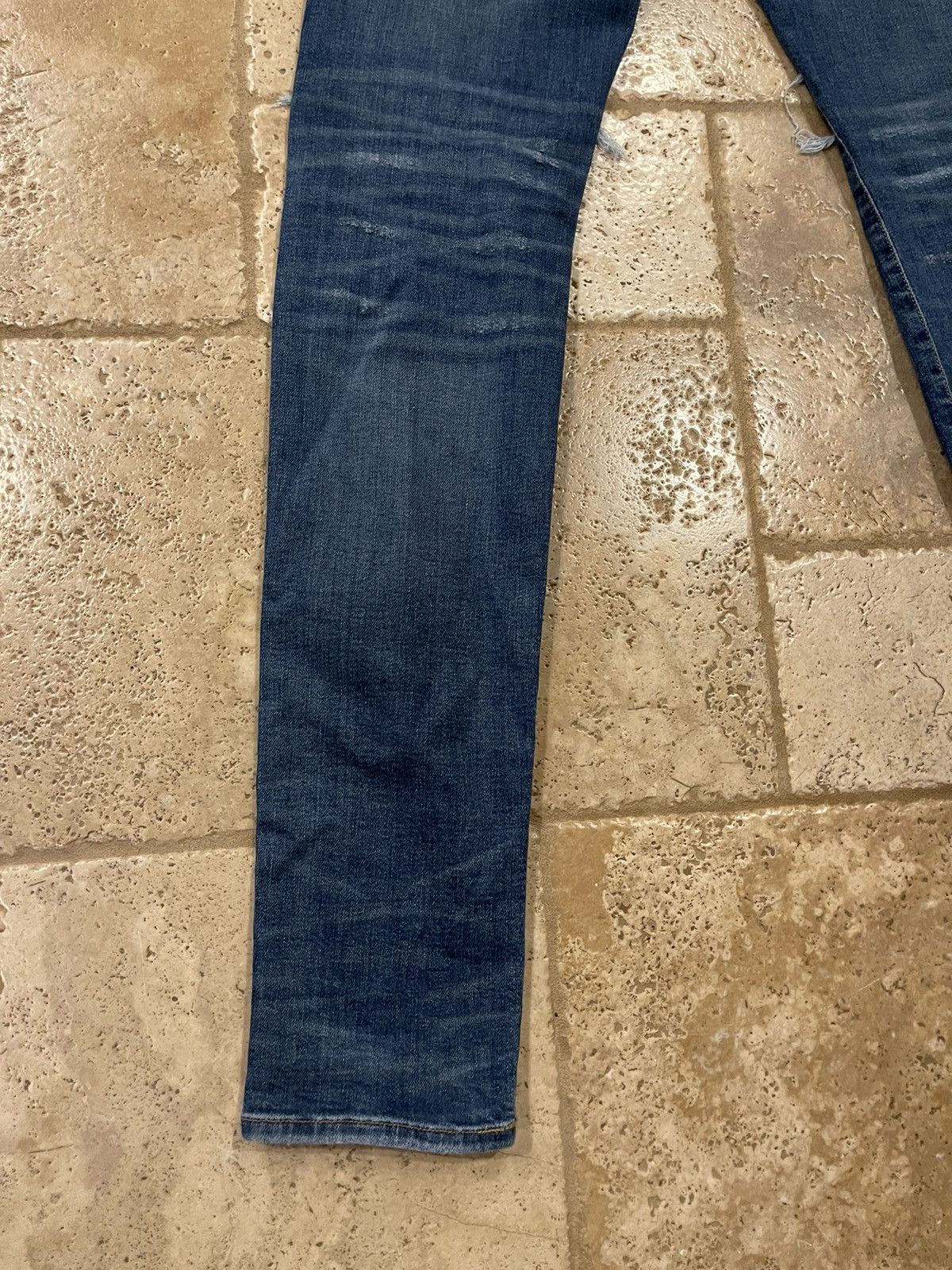 Amiri Mike Amiri OG 2016 MX1 Blue Denim Leather Inserts Jeans Size US 33 - 8 Thumbnail